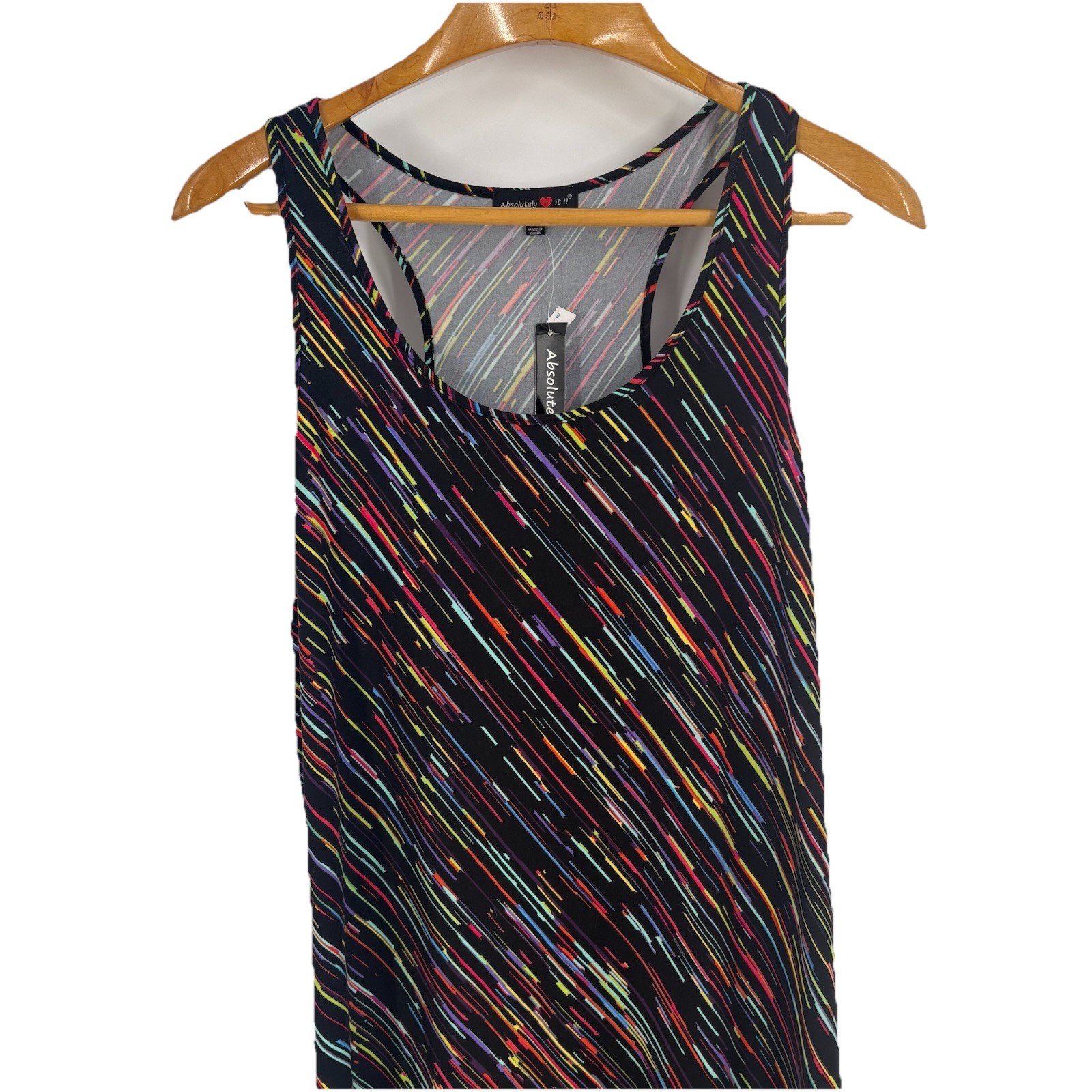 Absolutely Love It Womens Maxi Dress 2X Black Rainbow Stripe Stretch Side Slits