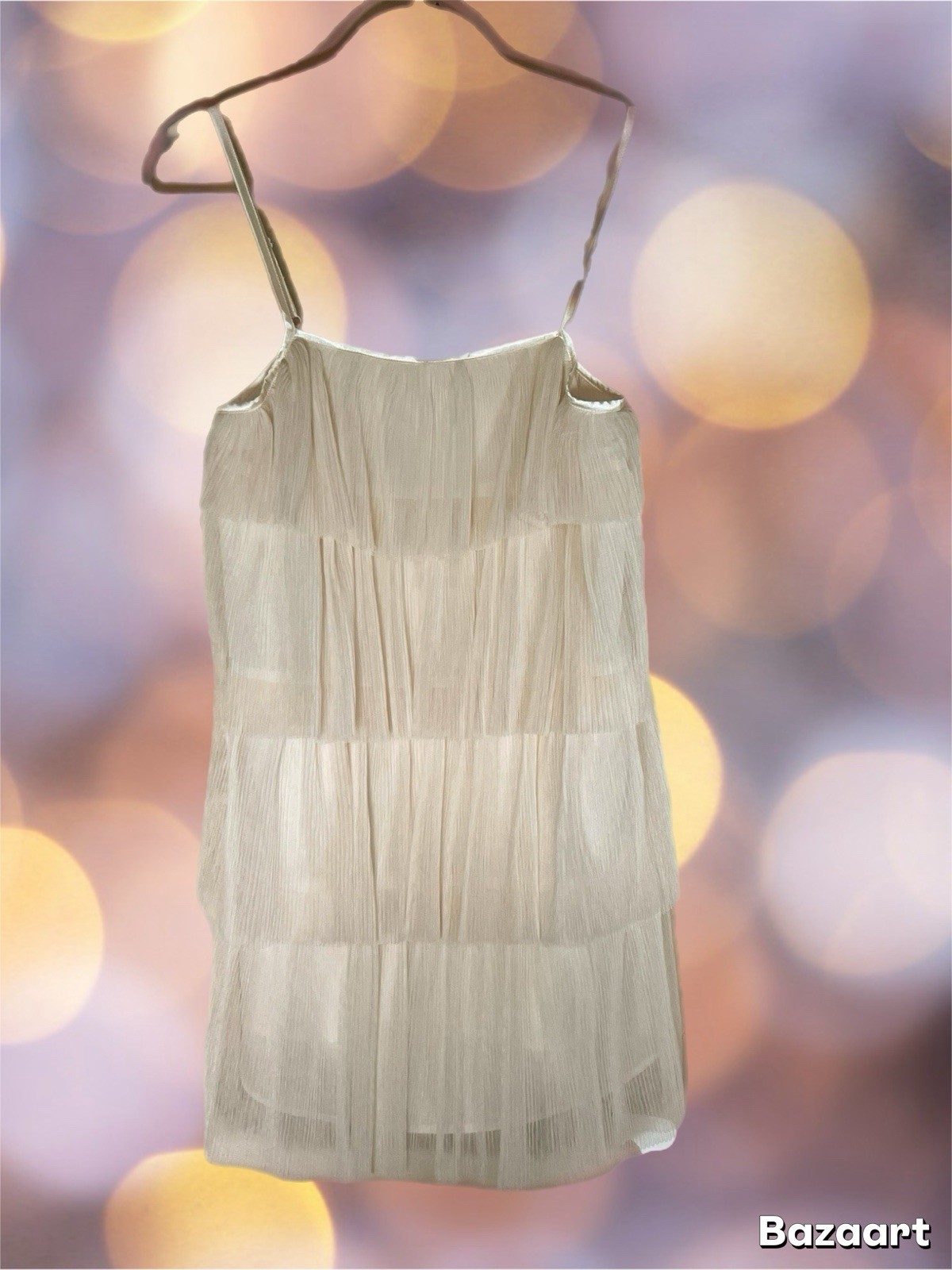 Idem Ditto Women’s Formal Sleeveless Ruffle Mini Dress Size Small Cream Chiffon