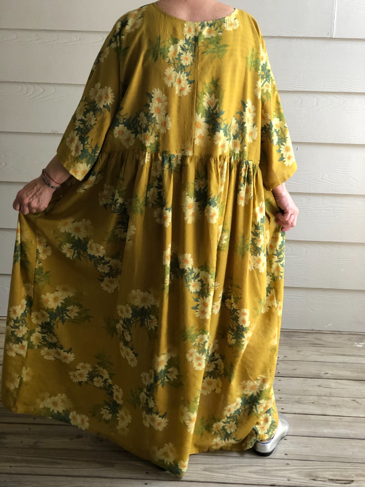 Multicolor Loose Floral Dress Necklace Artsy Boho Lagenlook Tunic Viscose OSFM