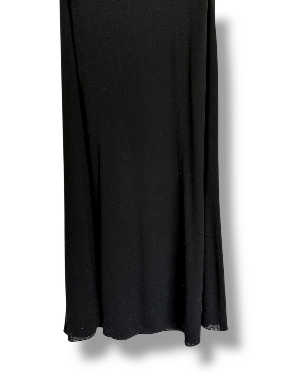 Vintage 90s DKNY 100% Wool Black Semi Sheer Lightweight Woven Long Maxi Dress 14