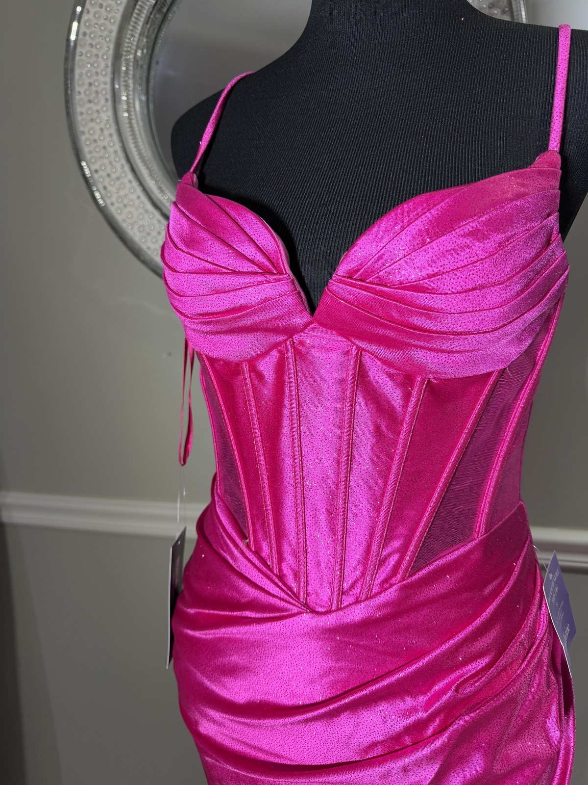 Cinderella Divine Fuchsia Pink Strapless Corset Prom Formal Gown Size 6