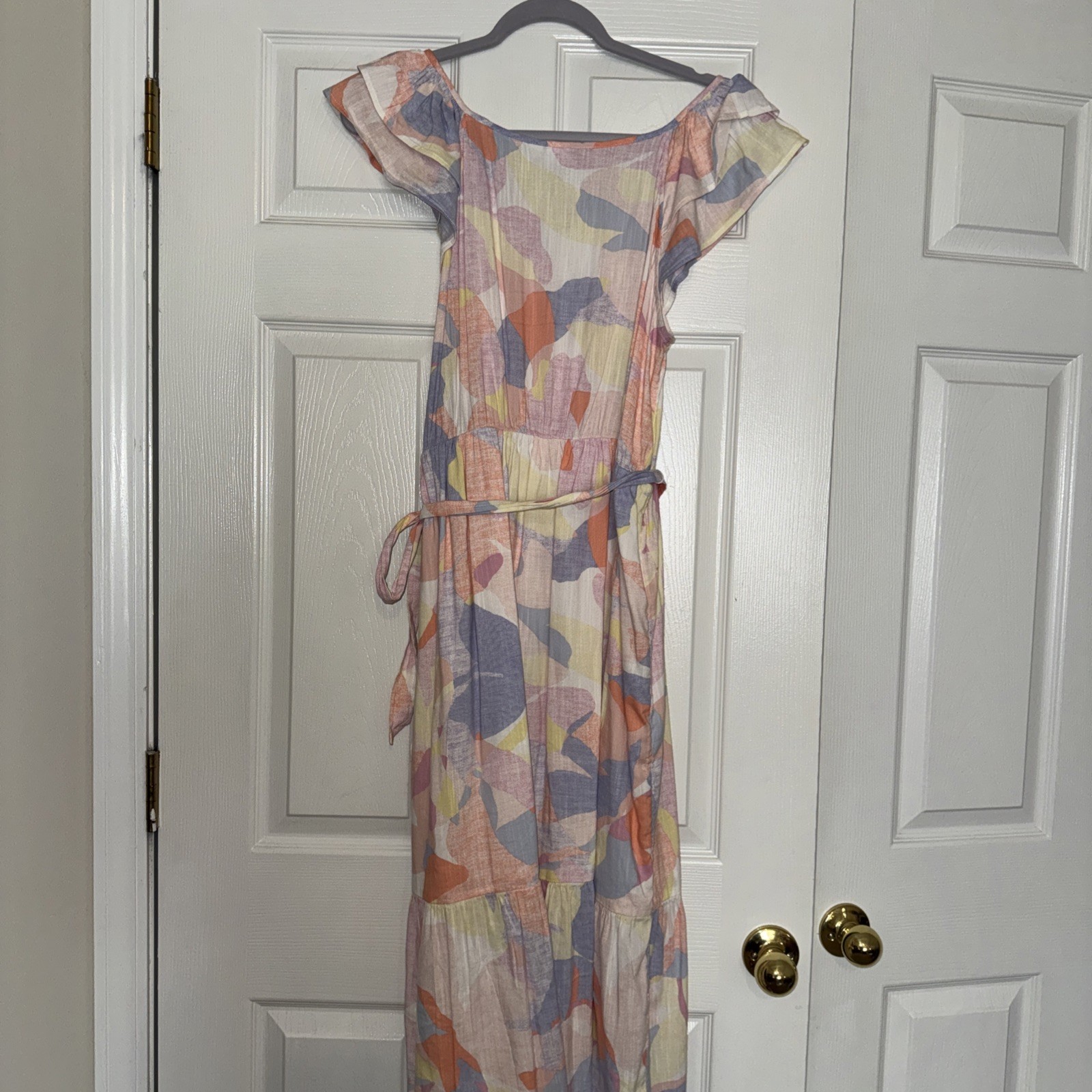 GAP Pastel Multi-Color Ruffle Sleeve Dress Size M
