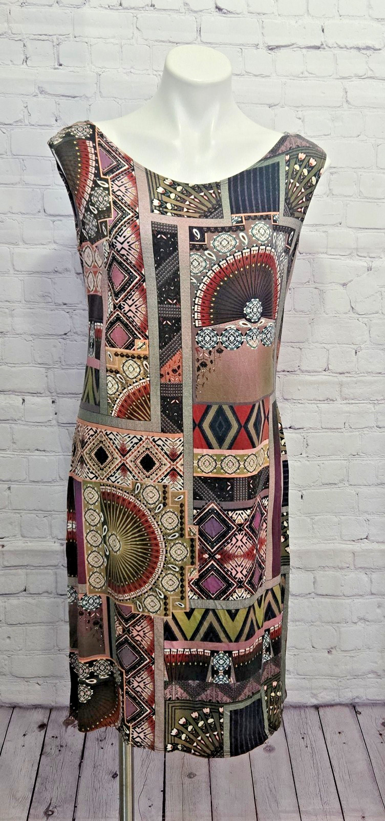 Salaam Sleeveless Stretch Straight Pencil Dress Womens M Multicolor Made In USA