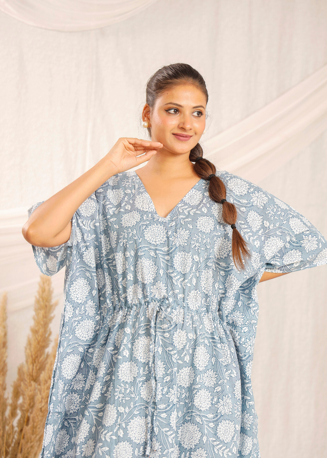 Night Dress · Pure Cotton Block Print Handmade Kaftan 100% Cotton Casual Dress