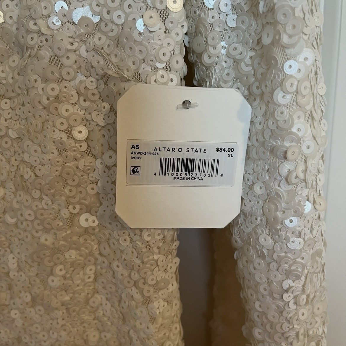 NEW Altar’d State White Sequin Mini Dress Size XL NWT