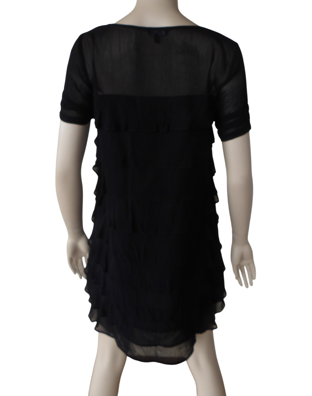 ASOS Tiered Black Dress Ruffle Flowy Chiffon Whimsigoth Baddie Sz 8 M Witchy Boh