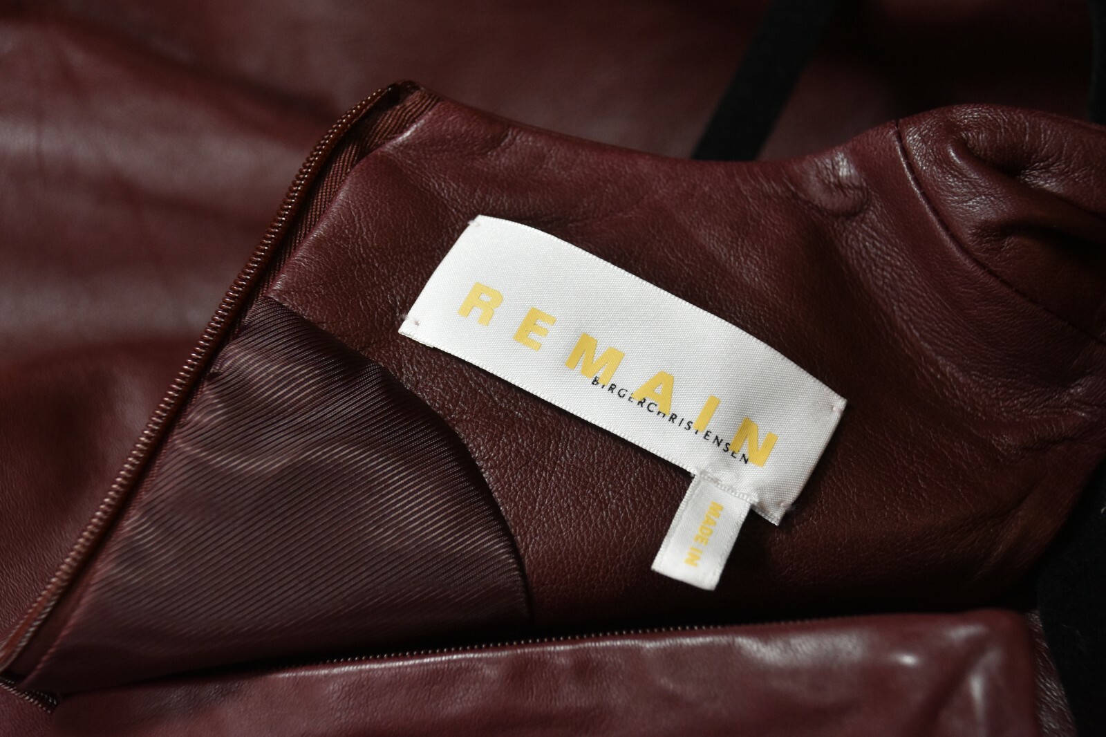 NEW Remain Birger Christensen Portia Leather Dress in Maroon SZ 6 $447 #D3775