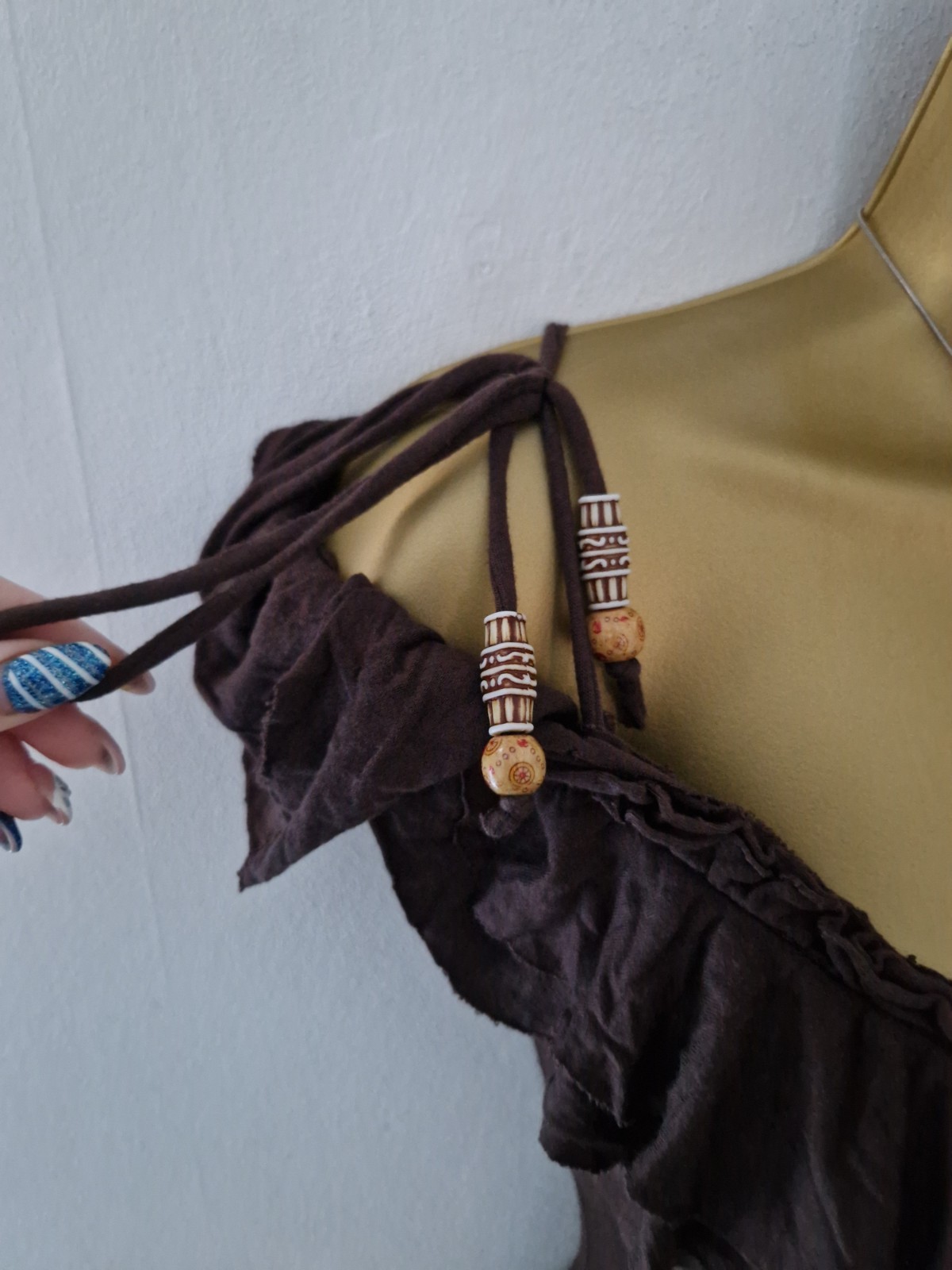 🤎 Rare Stunning Jane Norman Brown Milkmaid Fairy Boho Dress 10/12 🤎