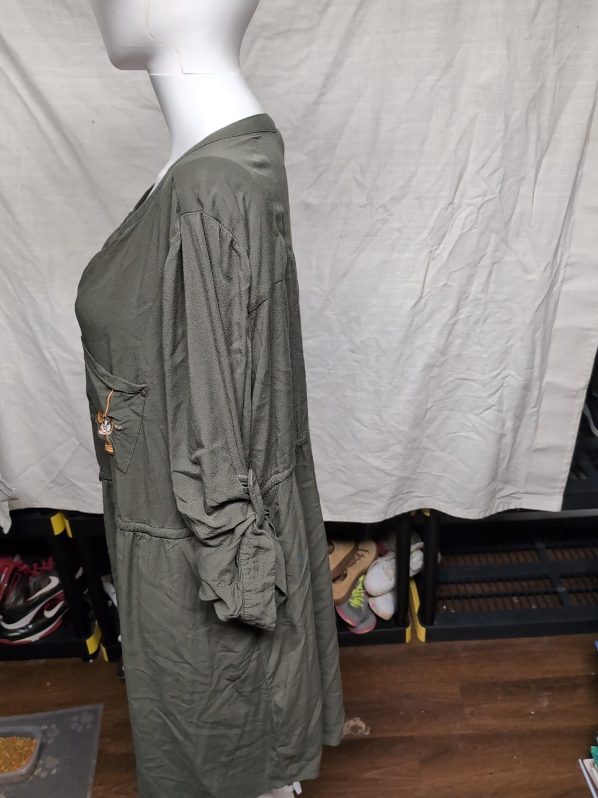 Disney Princess Olive Green Roll Tab Sleeve Dress Aladdin Size 3 Ready For Adv