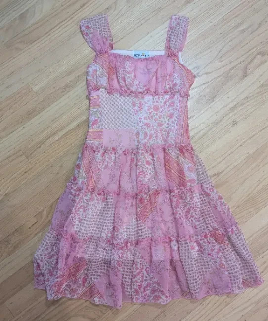READ! Vintage Y2K Mixed Print Patchwork Dusty Rose Boho Princess Dress