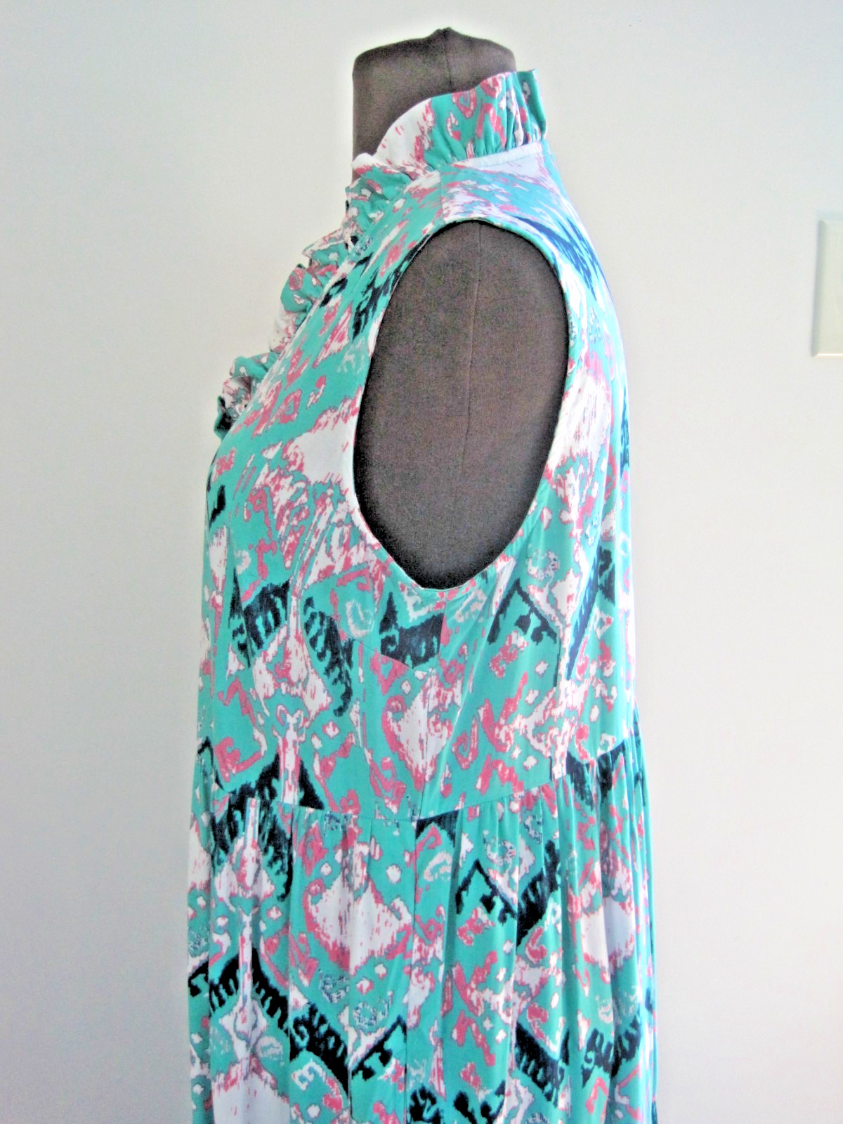 Crown & Ivy Sleeveless Tiered Turquoise Ruffled Beach Vacation Cruise Dress Sz M