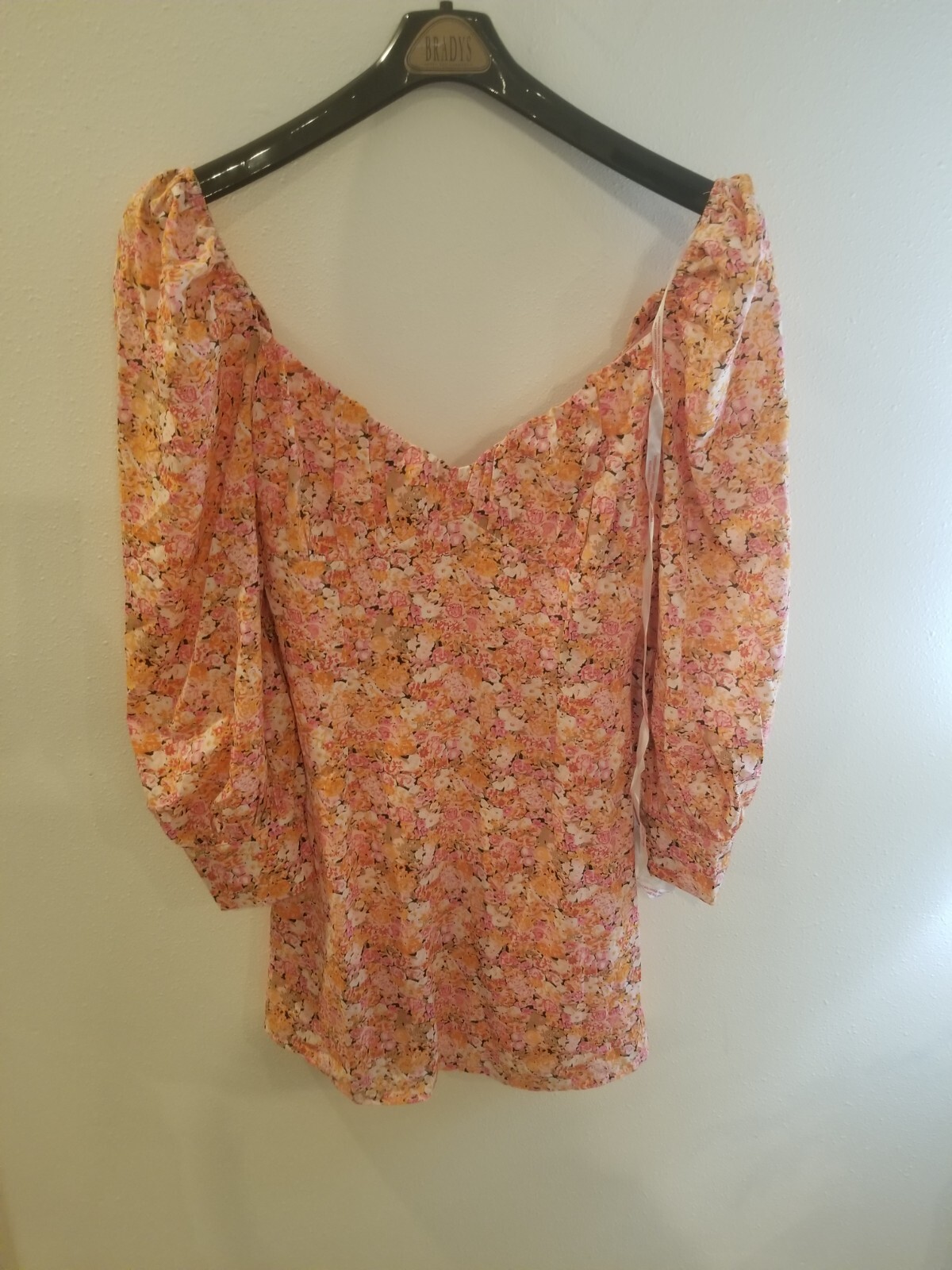 Missguided Milk Maid Tie Back Skater Dress L/S Floral Size U.S. 8 New With Tags