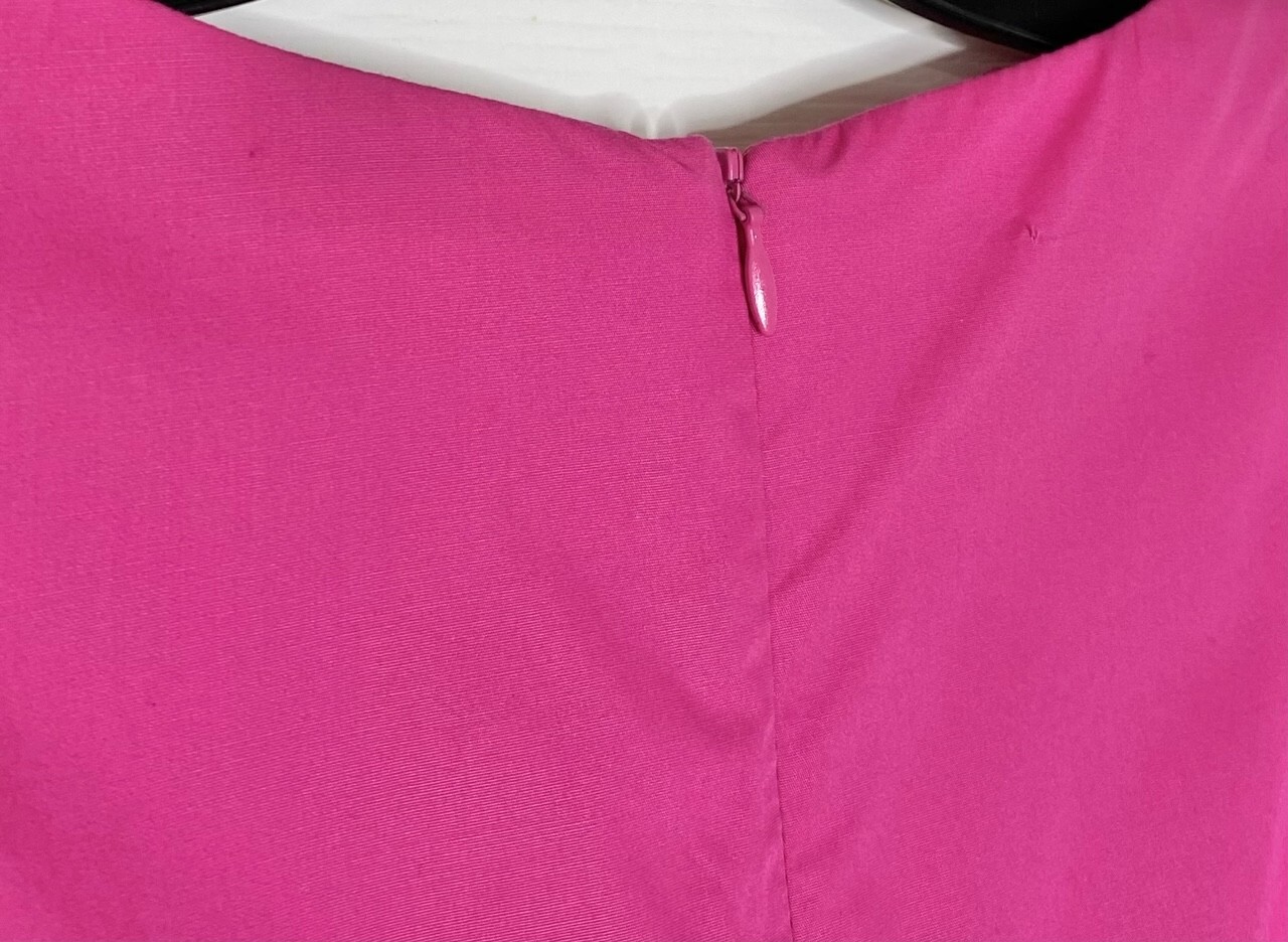SARA CAMPBELL Fuchsia Pink Barbie Ruched Pleated Bow Cocktail Mini Dress 0 = XS