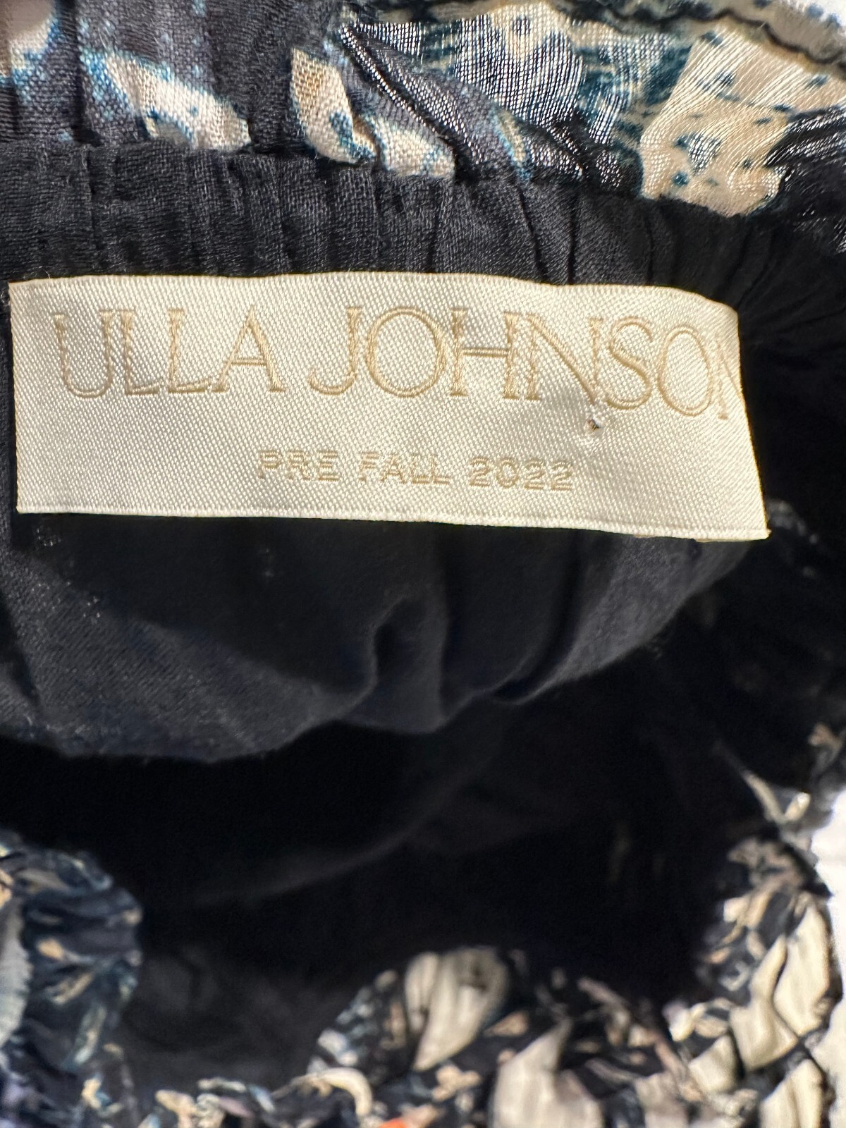 Ulla Johnson Indah Smocked Bodice Floral Midi Dress Black Cream Sz 4