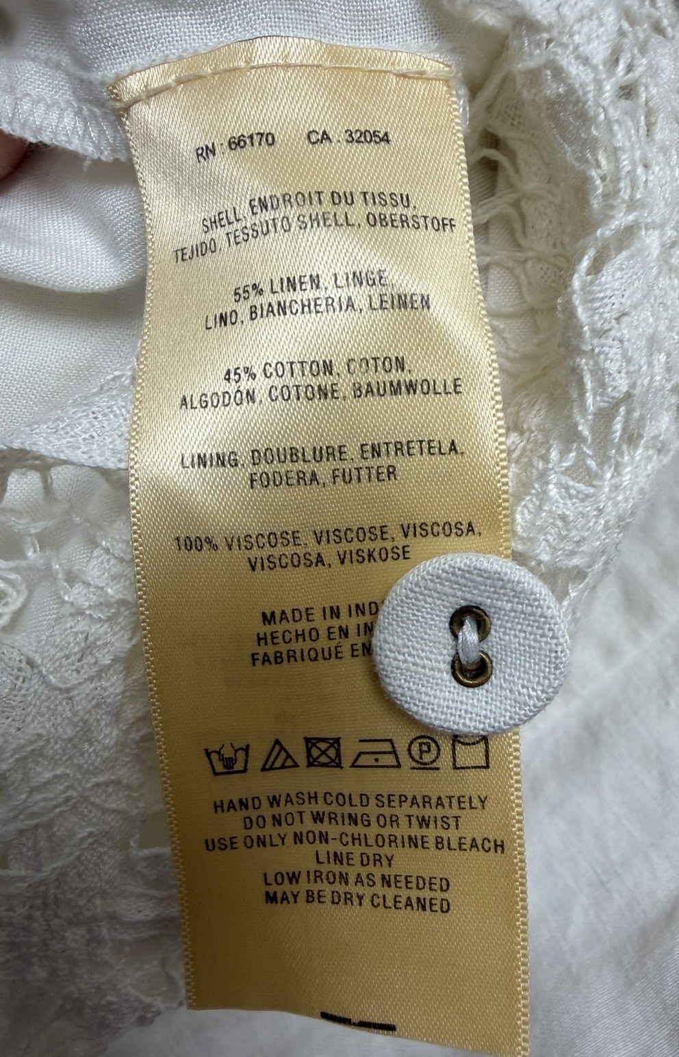 ANTHROPOLOGIE MOULINETTE SOEURS Perla Shift Dress Size 4 Lace Ivory Linen Blend