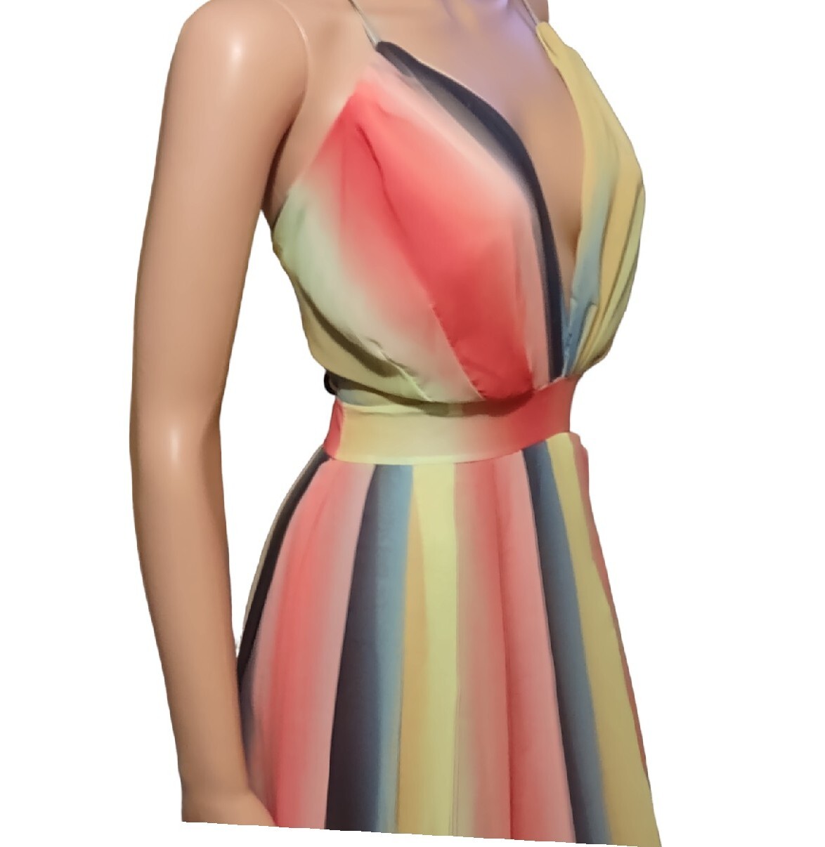 Sexy Flowing Maxi SunDress Halter Back Long Casual Boho Beach Cocktail Dress L
