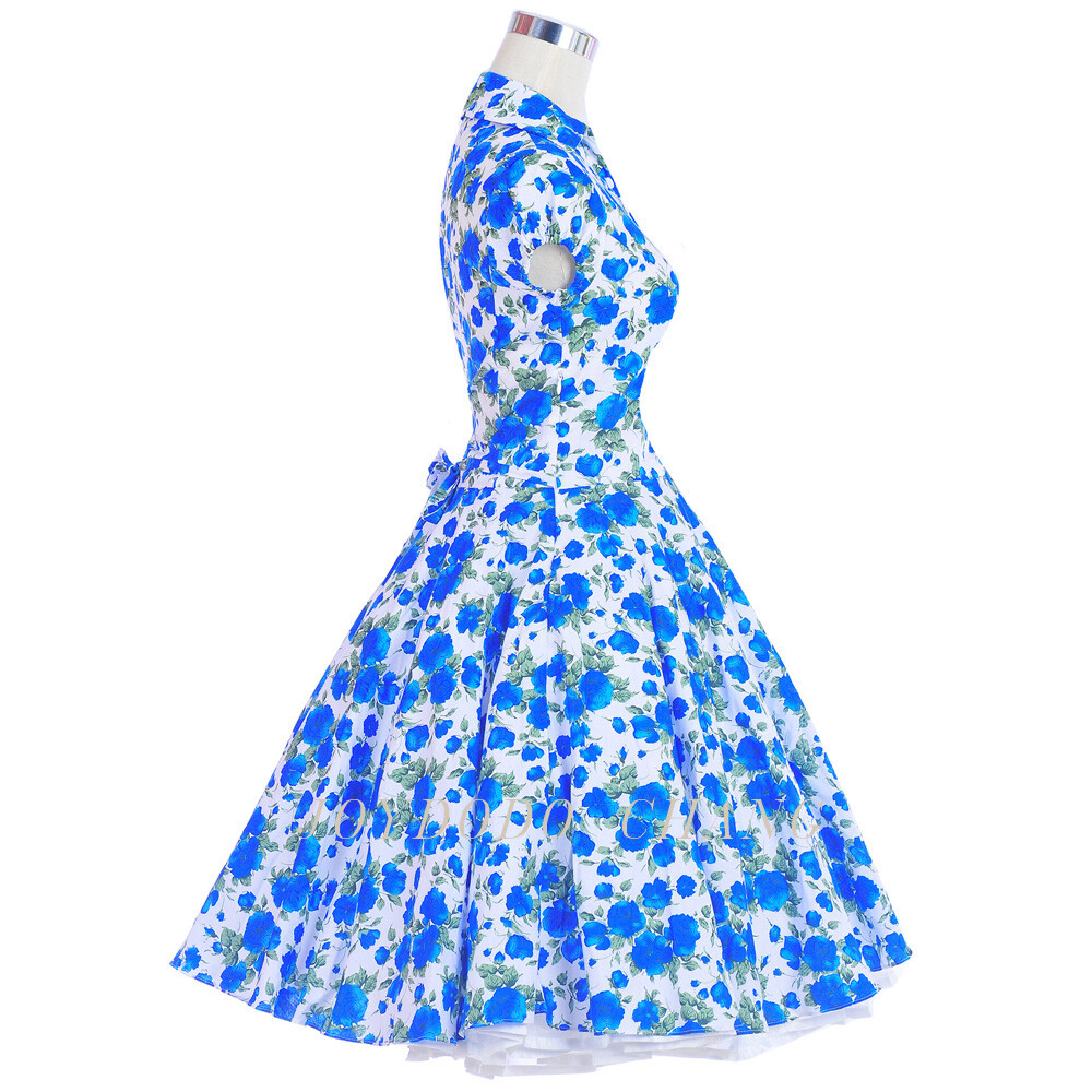 Vintage Hepburn Style 50s 60s 70s Retro Swing Rockabilly Dress Print Floral 6Col