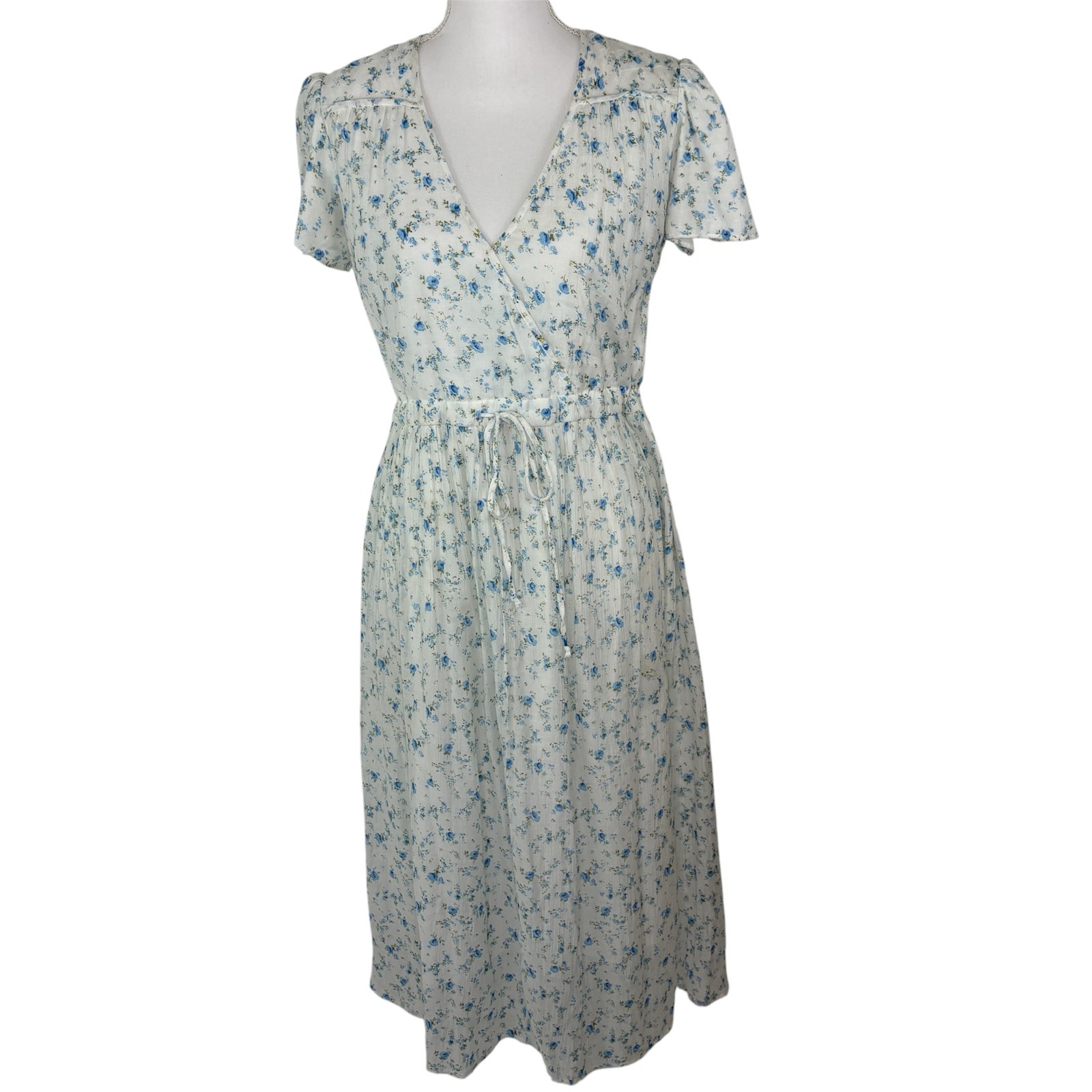 Christy Dawn The Dawn Dress Sz M Floral Cottagecore Ethical Whimsy Blue White US