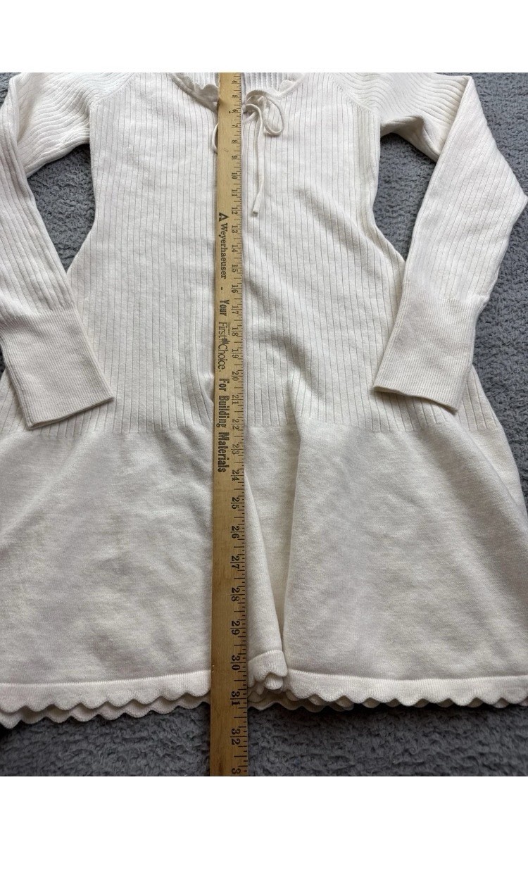 Wild Fable Sweater Dress Womens Medium Cream Long Sleeve Fit Flare Ruffle Hem