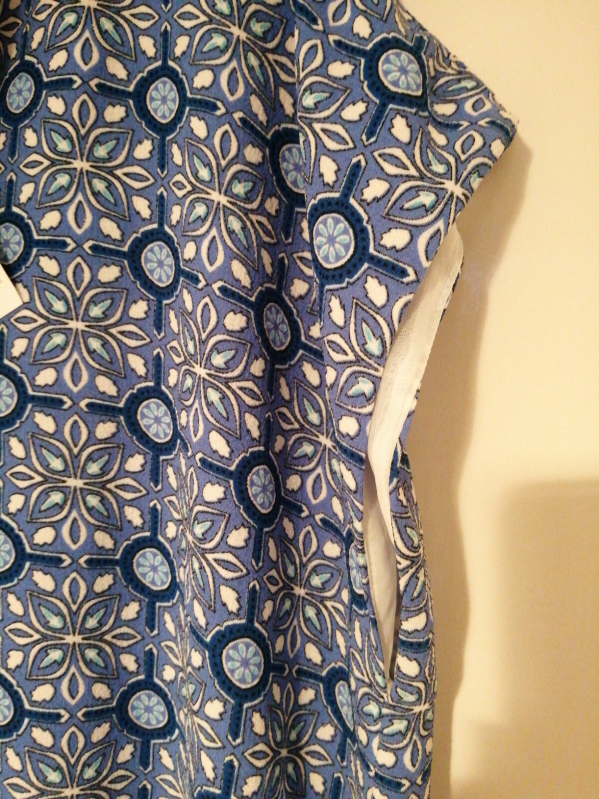 Cortefiel Blue Pattern Tunic Dress Size 14