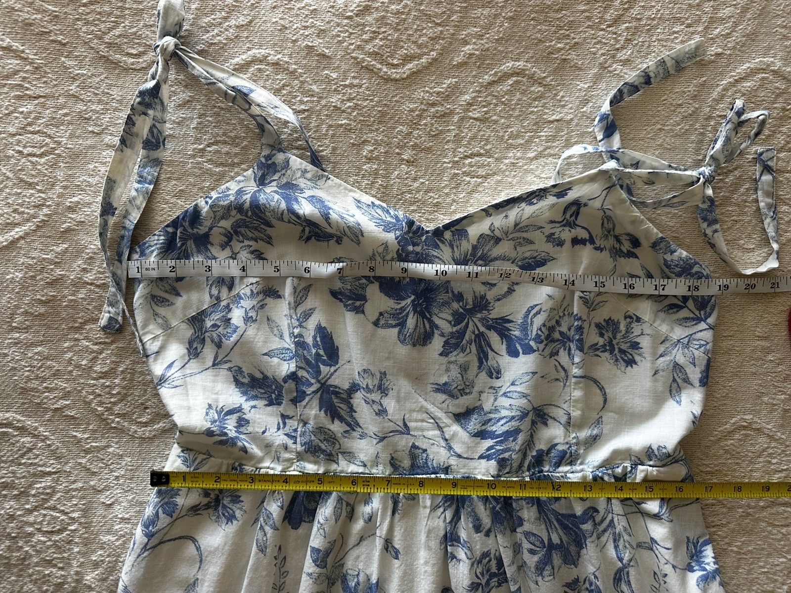 Gap 💯%Cotton Dress Offwhite Floral Maxi Blue/ White Floral Summer Sz 12 Med