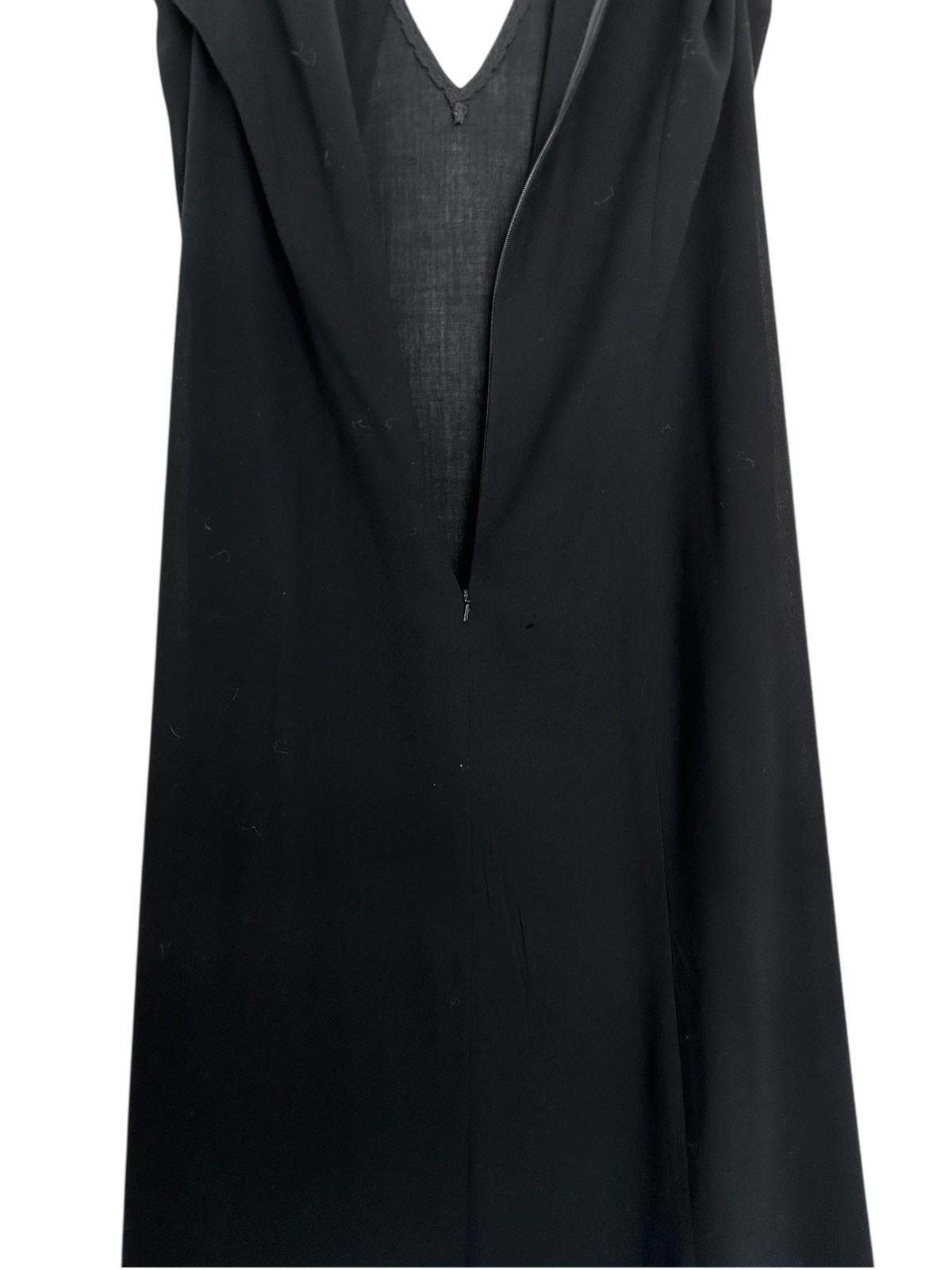 Vintage 90s DKNY 100% Wool Black Semi Sheer Lightweight Woven Long Maxi Dress 14