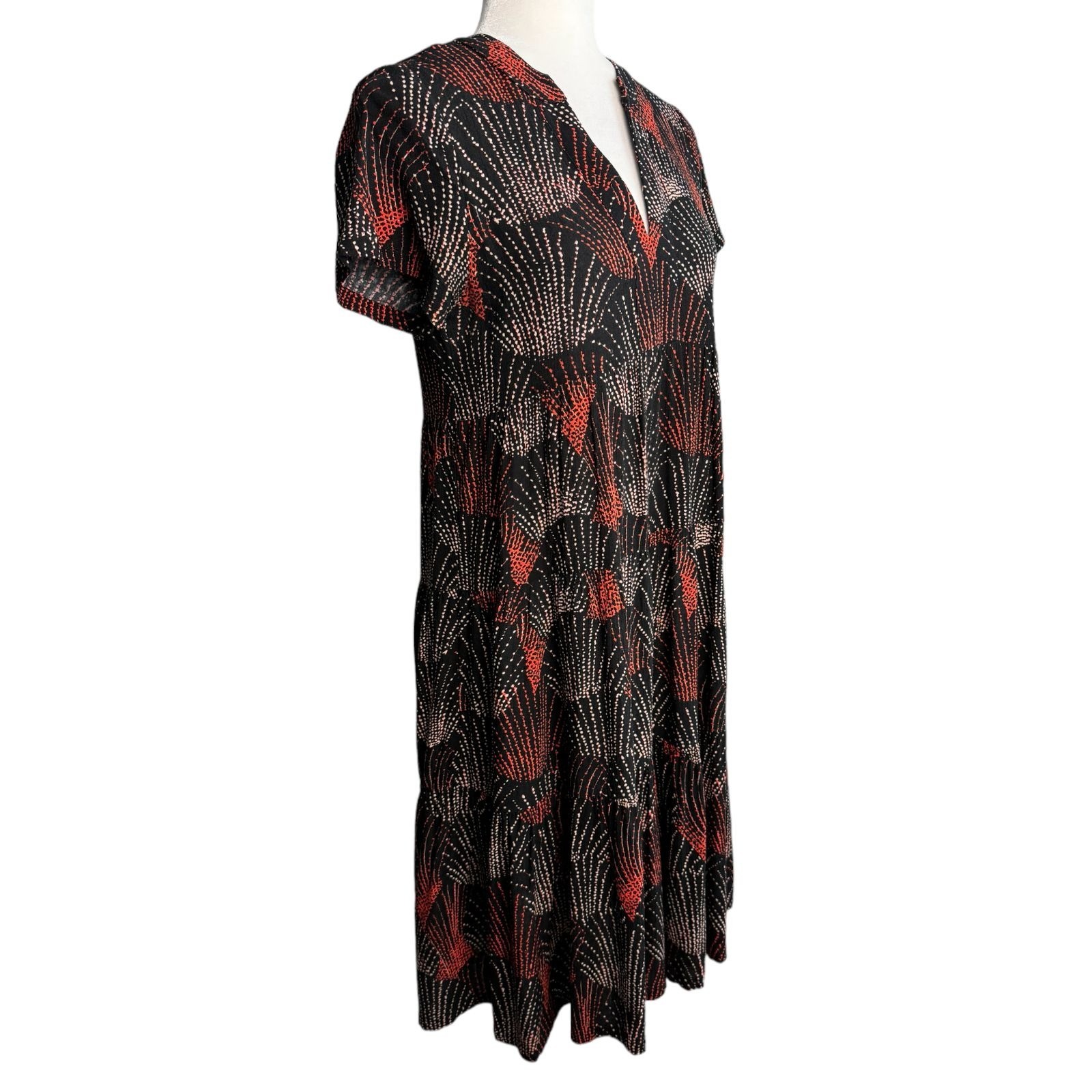Anthropologie Maeve Harper SS Tiered Spliced Neck Tunic Dress Womens Size XS
