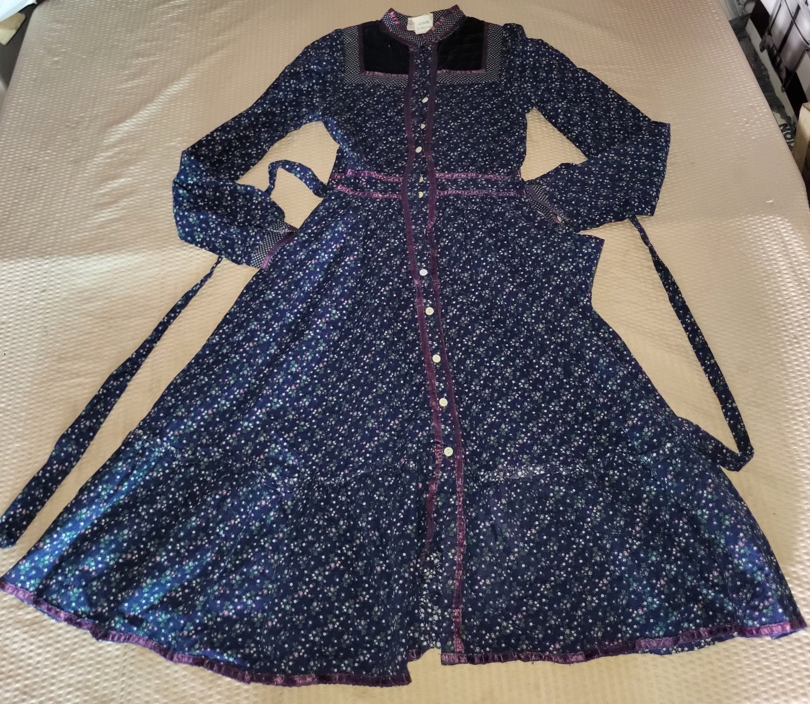 70s Vintage Gunne Sax By Jessica McClintock Prairie Dress Button Down Dress
