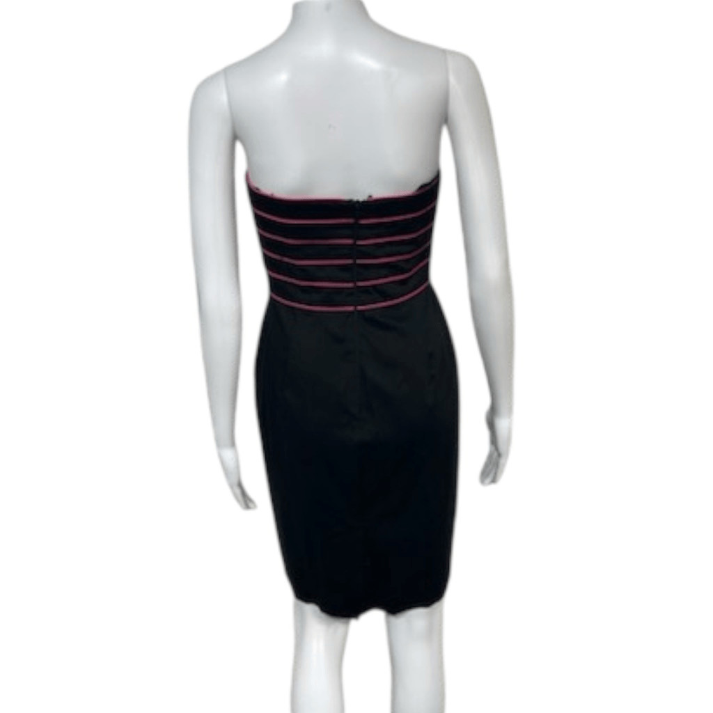Calvin Klein Y2K 90’s Strapless Black & Neon Pink Dress Sz 2 Preowned