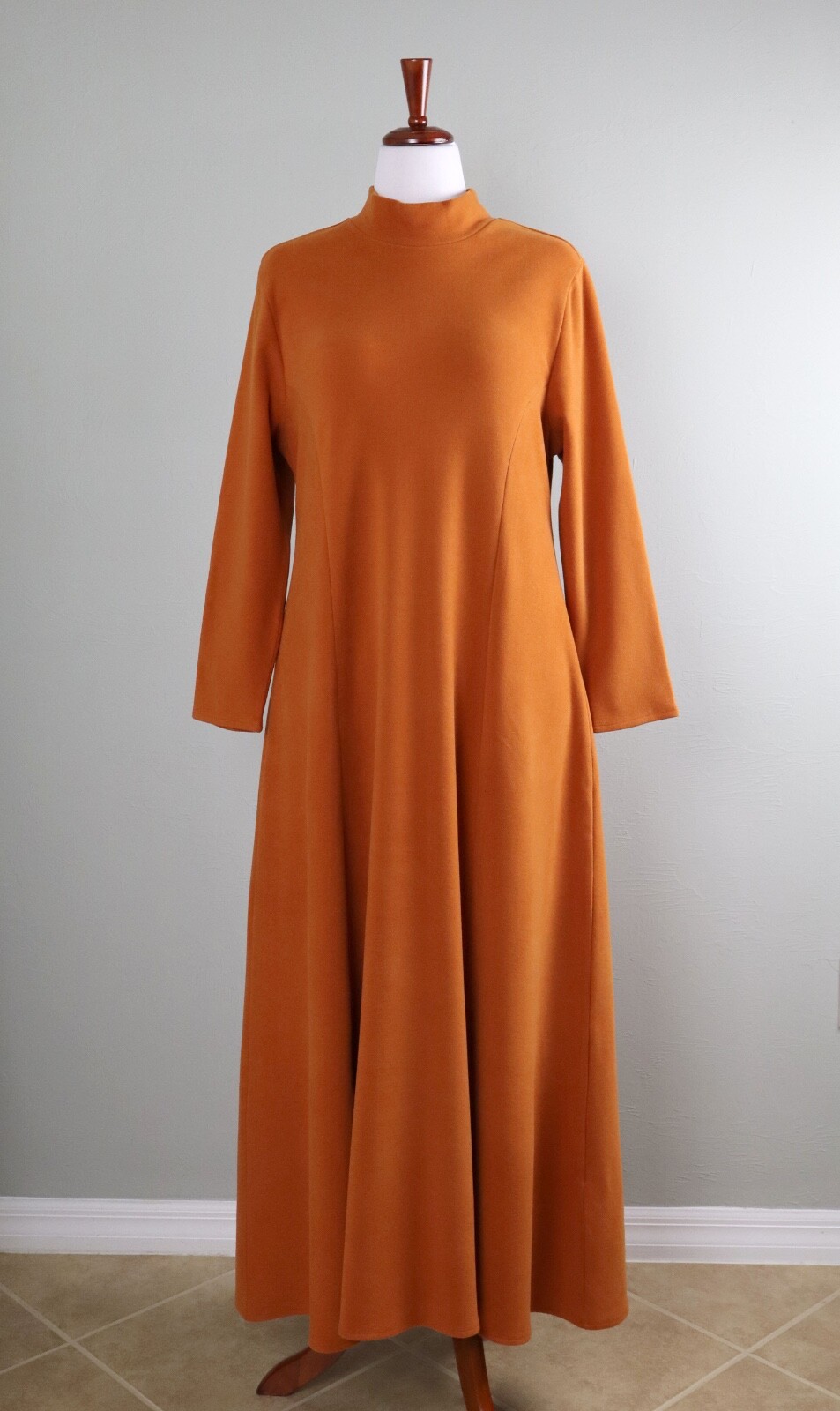 SOFT SURROUNDINGS $130 Marsilia Soft Stretch Mock Turtle Neck Maxi Dress Large