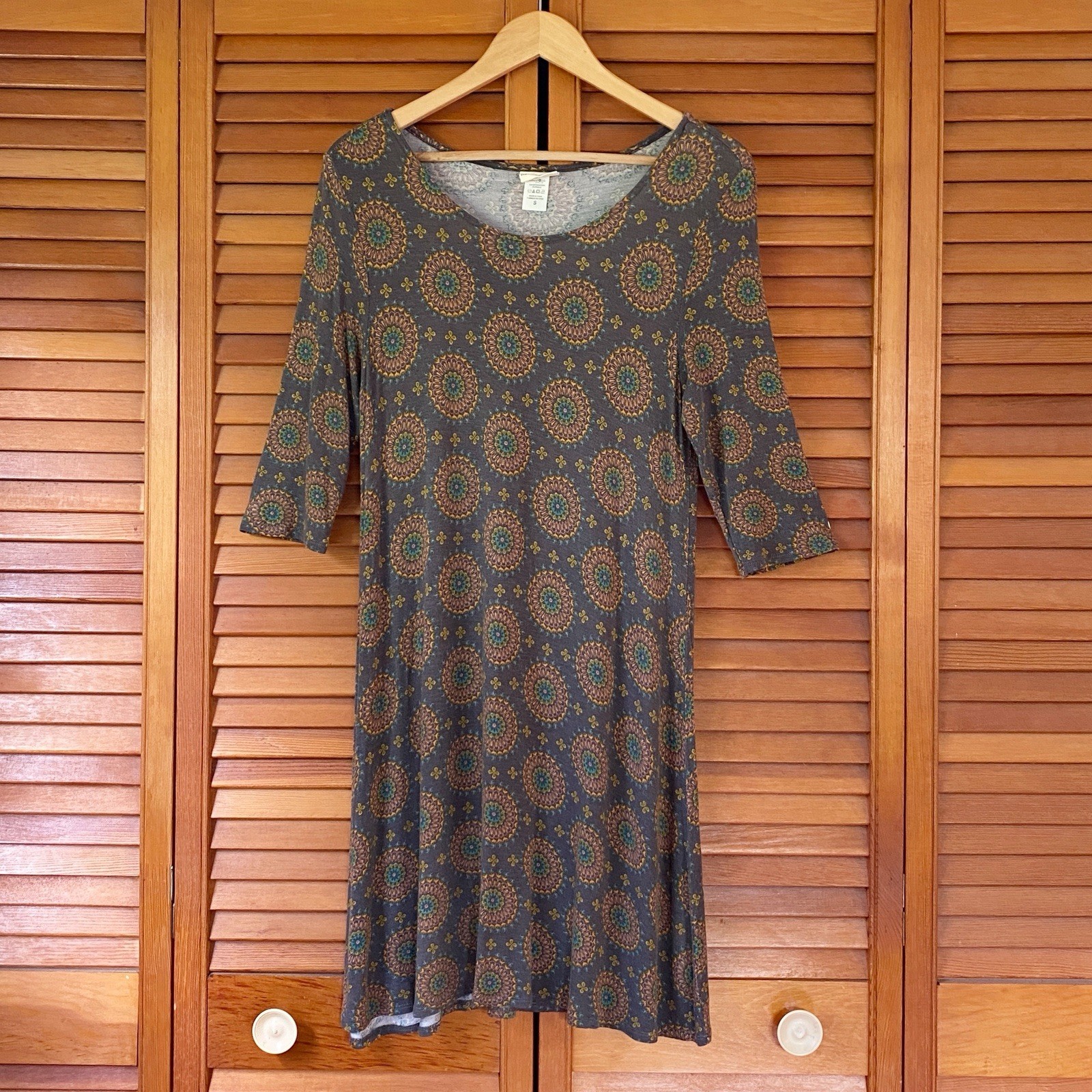 Natural Life Dress Women’s Size Small Soft Stretchy Knit Tee Shirt Tunic Mandala