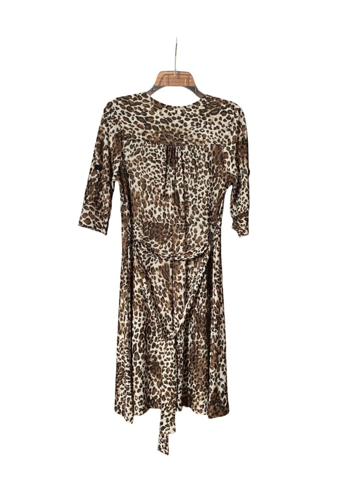 AA Studio Y2K Leopard-Print Midi Wrap Dress – Brown & Cream