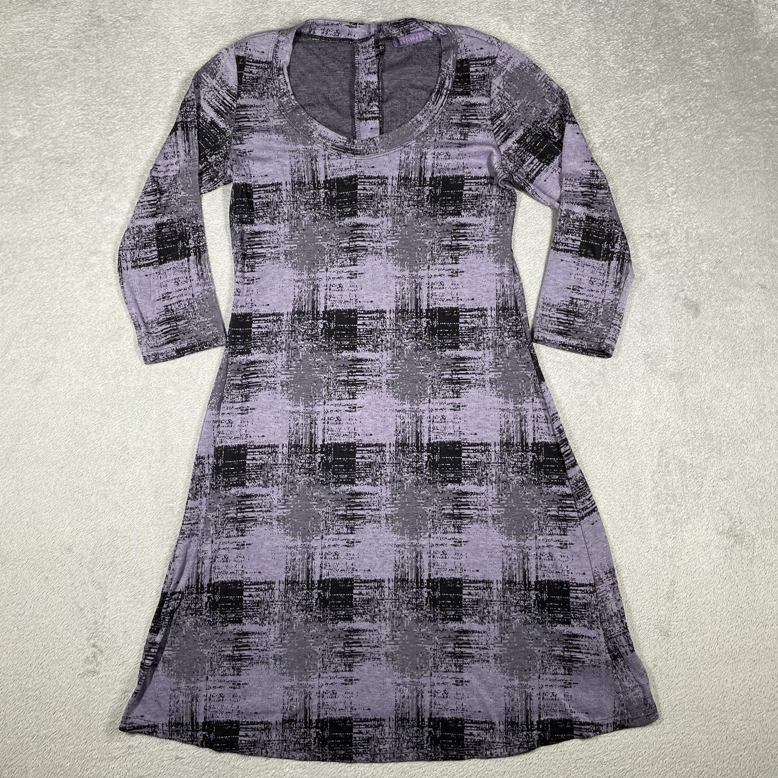 Cut Loose Dress Womens S Purple Trapeze & Swing Knee Length Scoop Neck Plaid