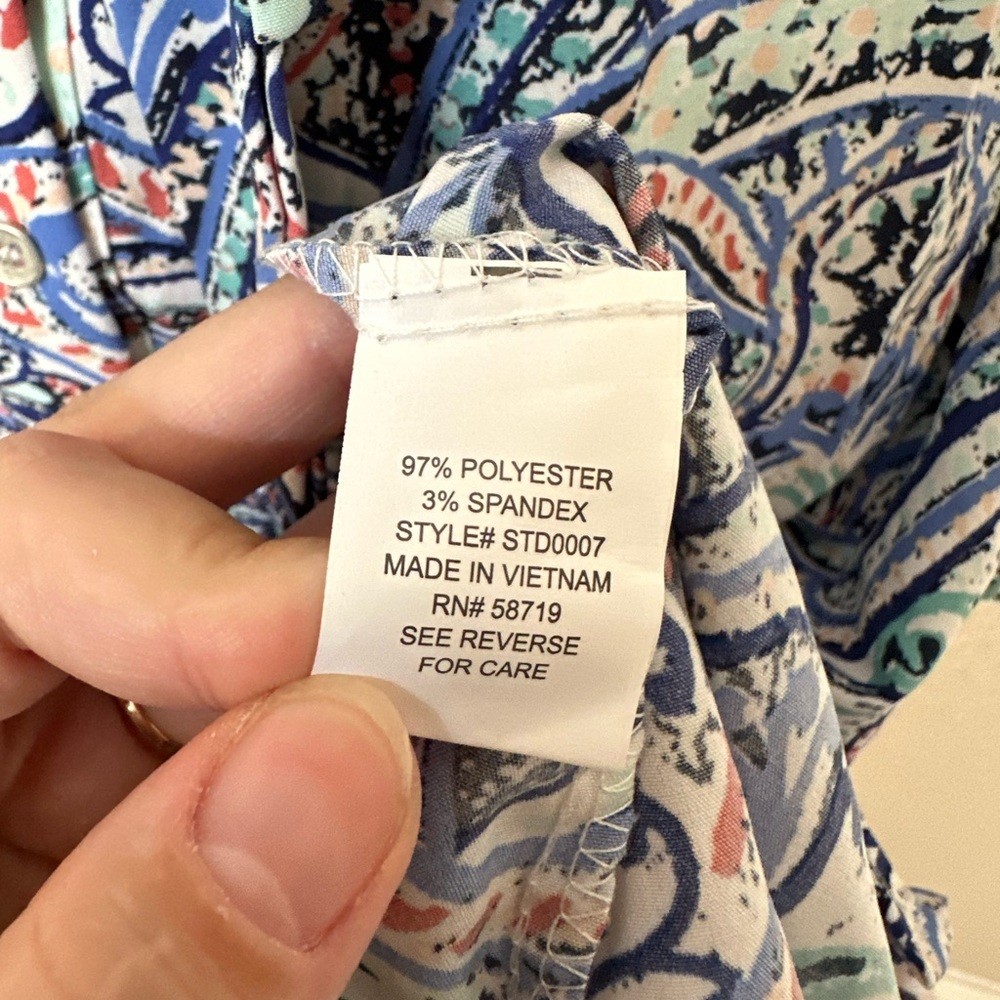 NWT NY Collection Paisley Button-Front Belted Midi Dress Blue Red Size M