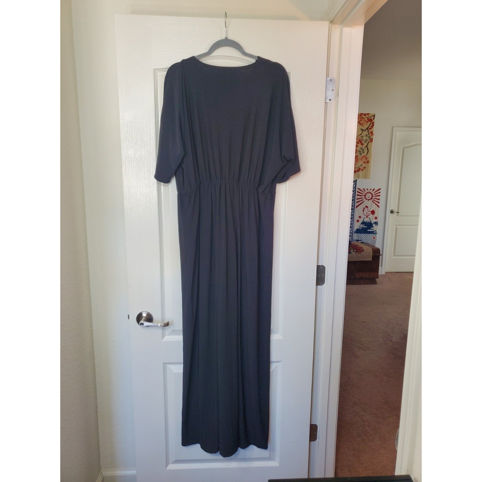 Koh Koh Black V-Neck Front Knot Slimming Side Slit Maxi Dress NWT, Plus Size 2XL