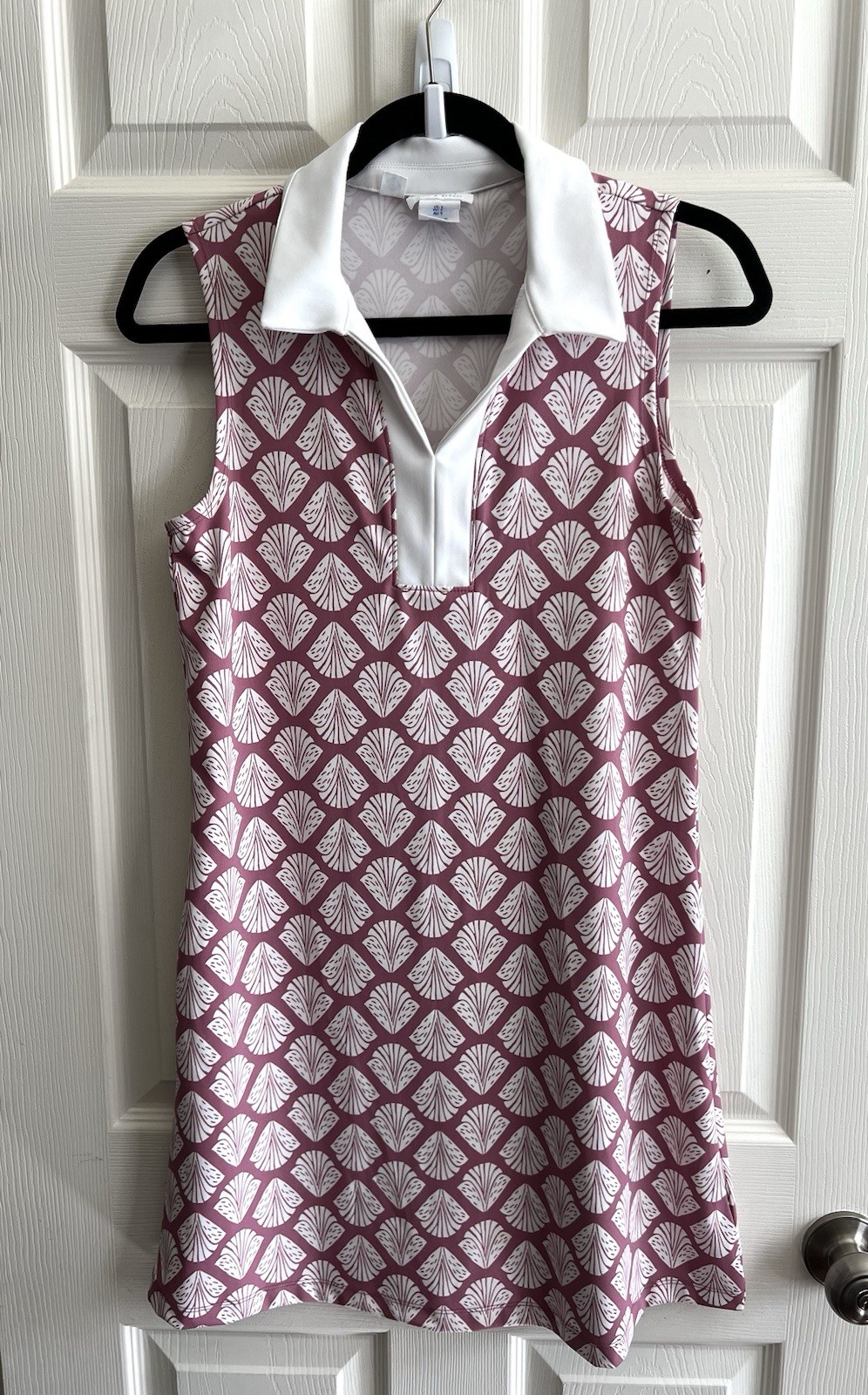 SIGRID OLSEN Golf & Tennis Mauve Shell Print Collared Sleeveless Dress Sz S