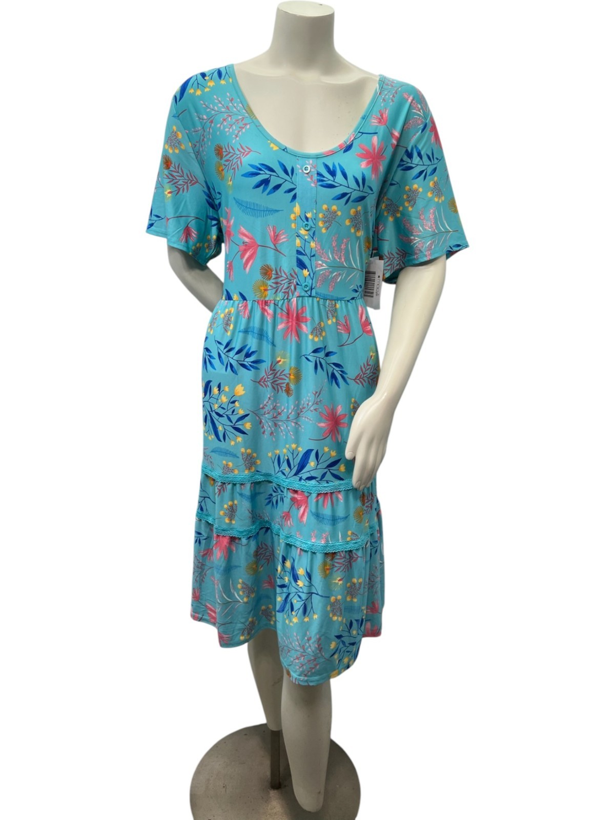 White Mark Dress Womens Plus Size 3XL Blue Floral Short Sleeve Pockets NWOT