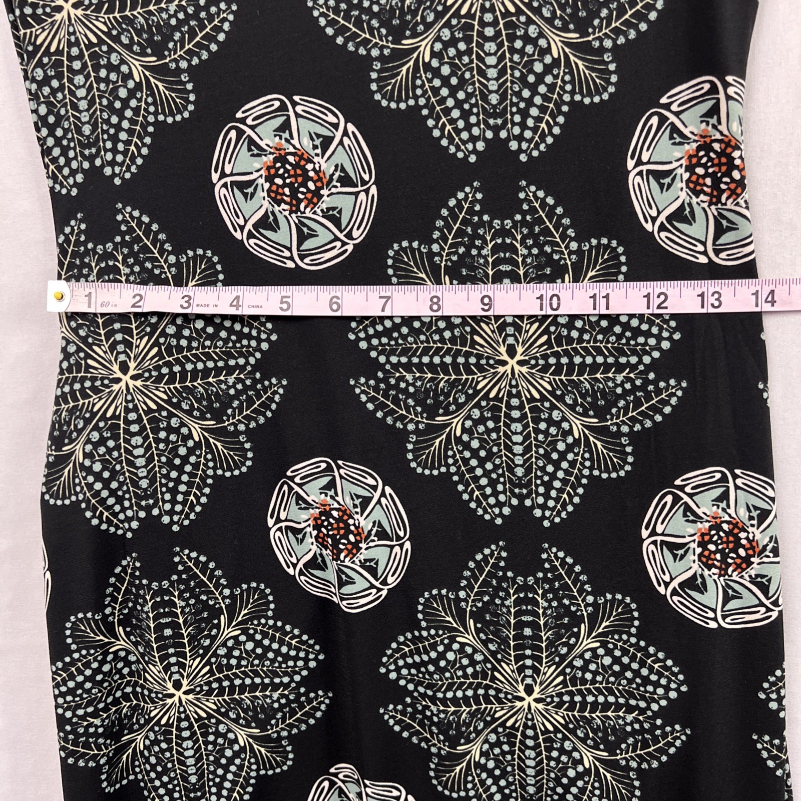Max Edition Dress Womens Medium Black Floral Knot Waist Boho Stretch Pullover