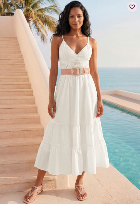 Lace Detail Tiered Dress