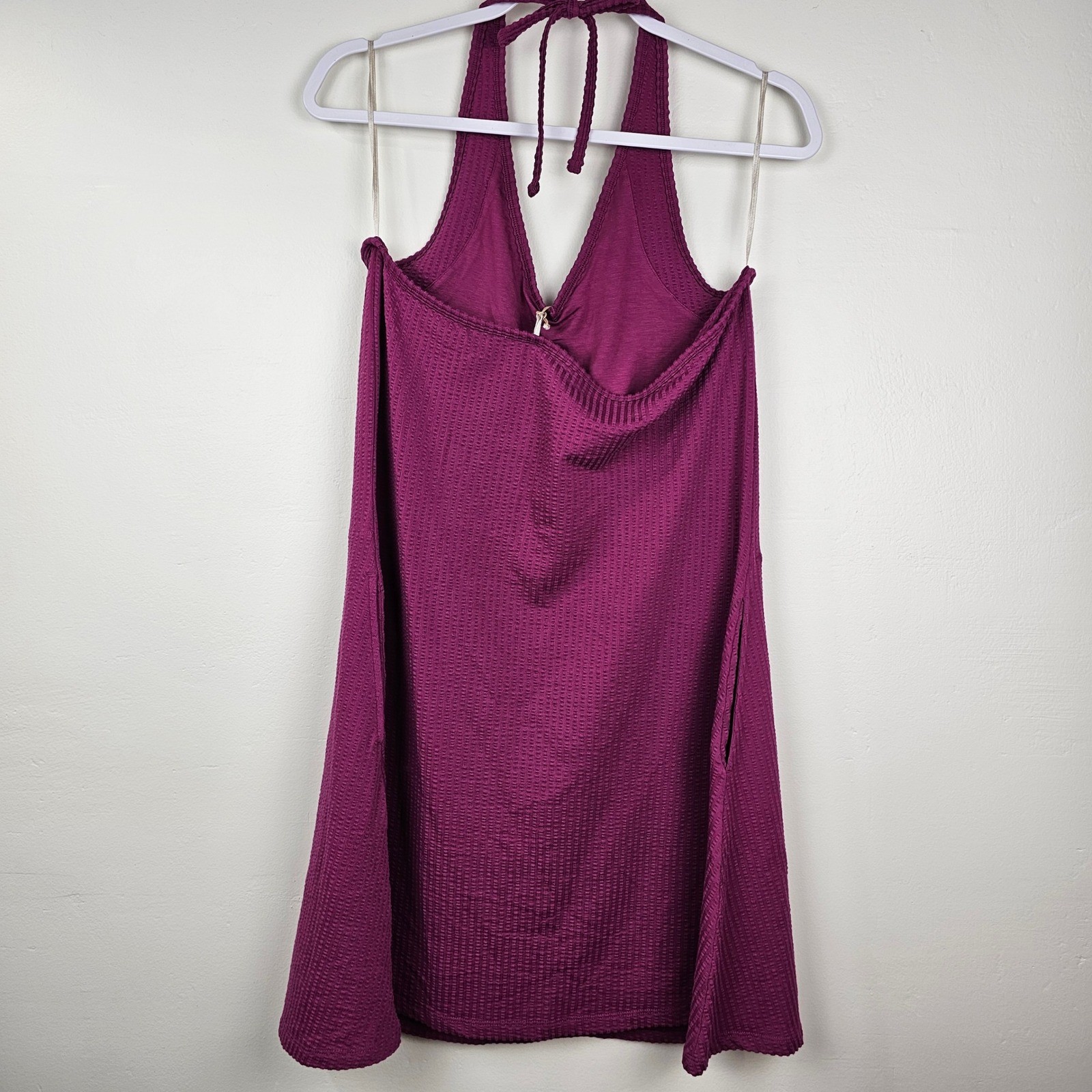 Toad&Co Halter Dress Women Large Boysenberry Sleeveless Pockets Support Bra