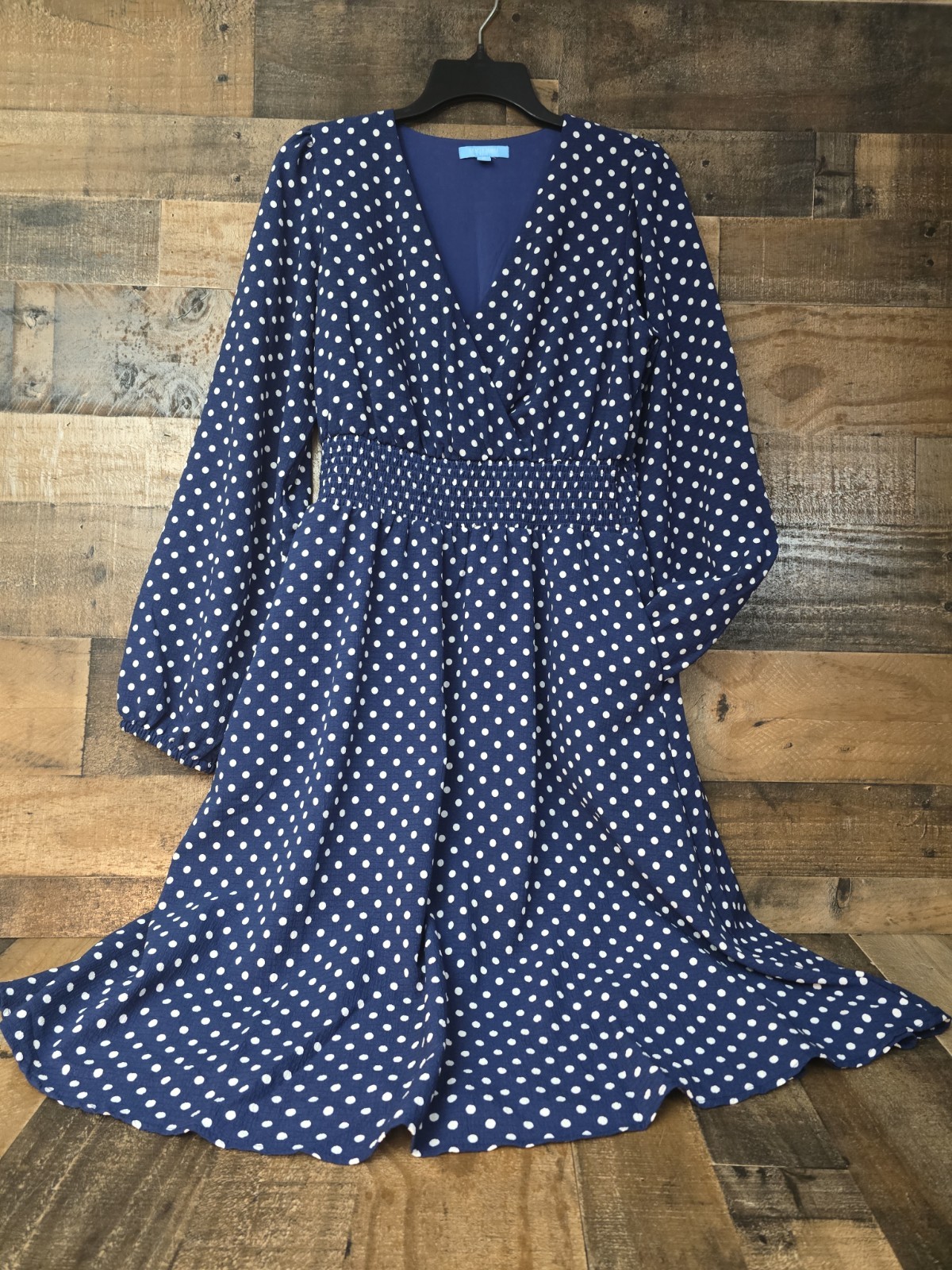 Draper James RSVP Smocked Polka Dot Midi Dress Classic Lined Women Medium