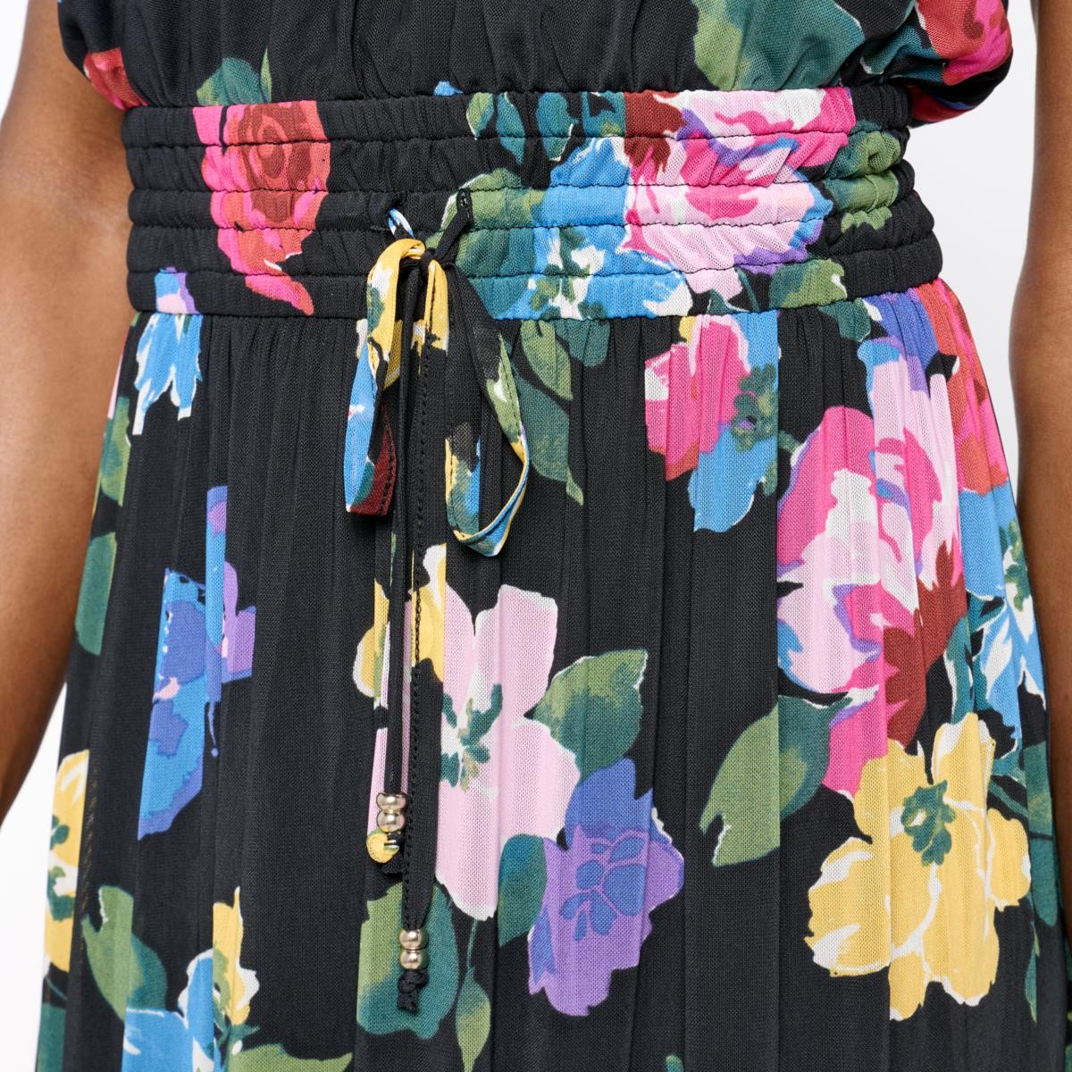 C Wonder Women’s Mesh Flutter Sleeve Tiered Dress Blooming Bouquet