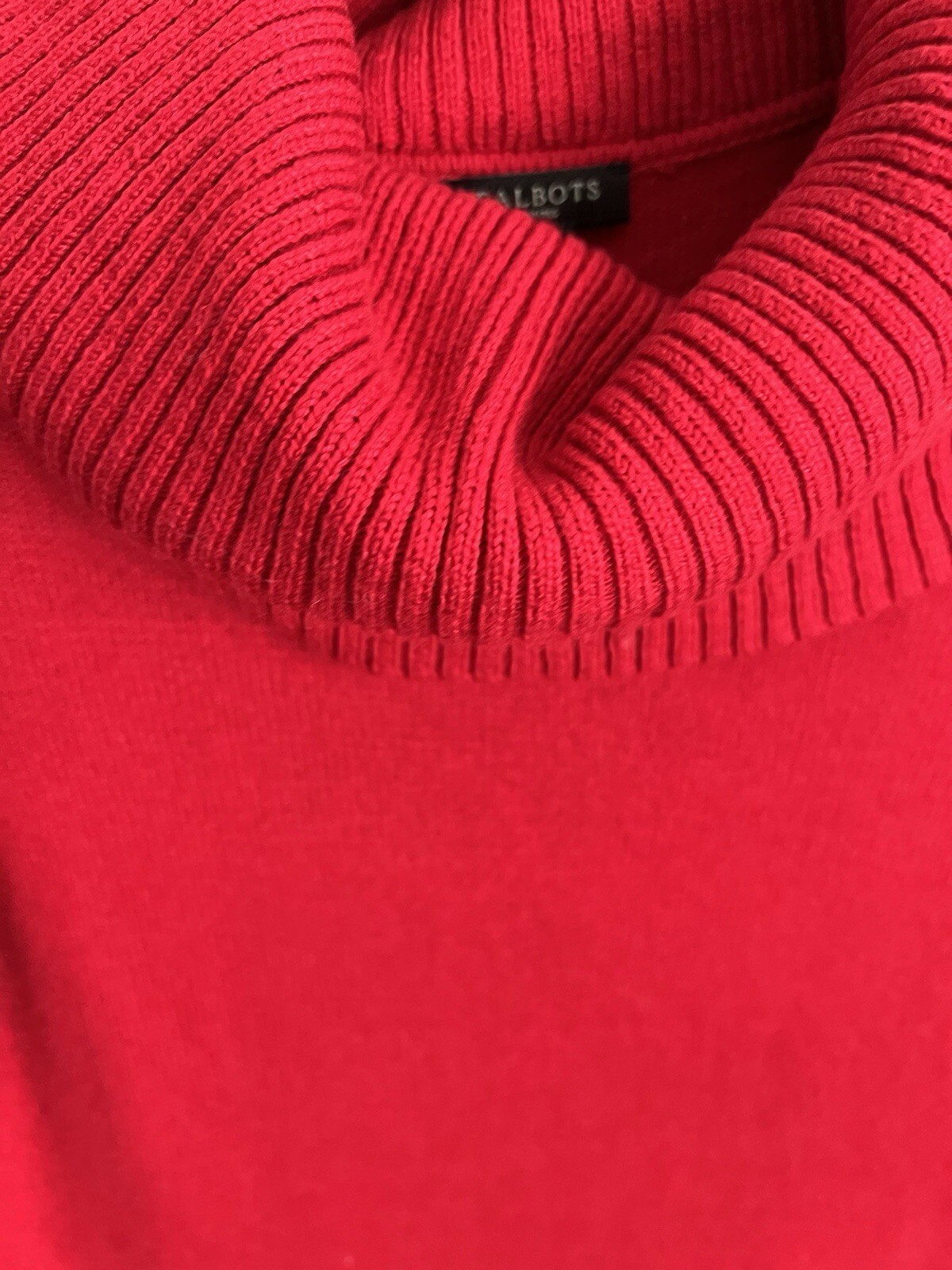 Talbots Turtleneck Mini Dress Small Petite Solid Red Long Sleeve Sweaterdress