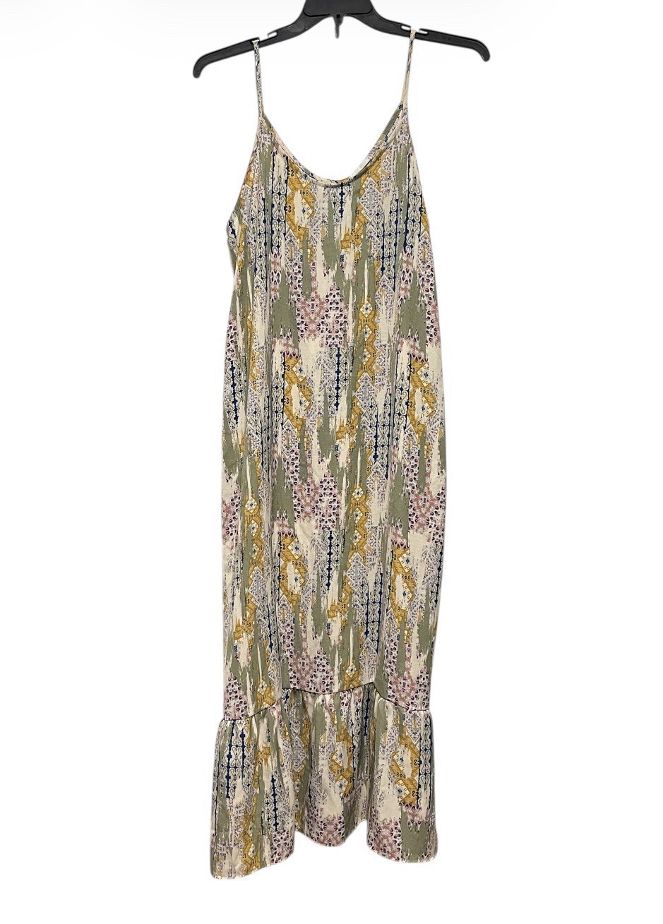 First Love by Lovelyn Large Geometric Spaghetti Strap Long Ruffle Dress