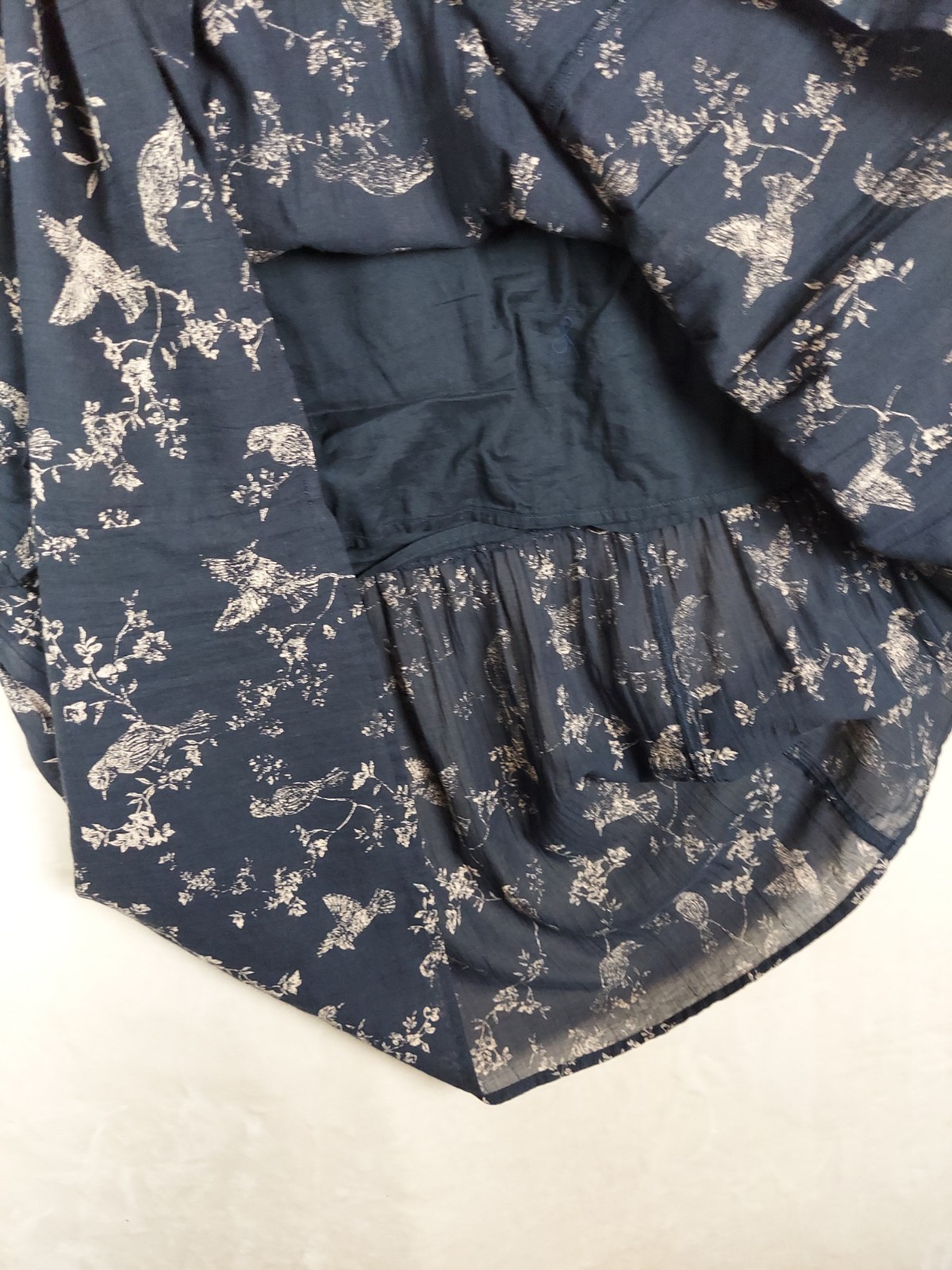J.Jill Midi Dress Womens Medium Bird 100% Cotton Gauze Casual Lined Tiered