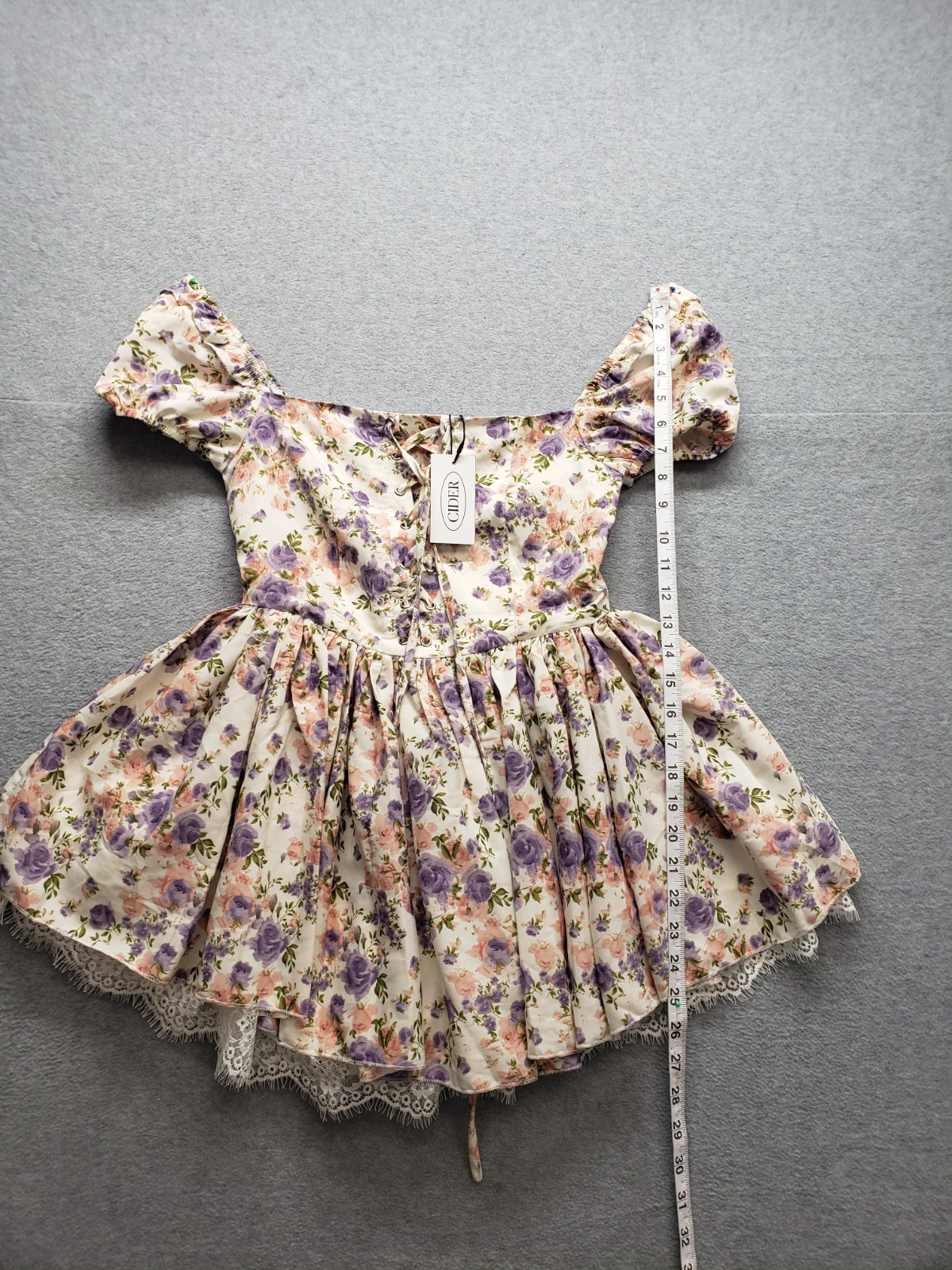 Cider Women Mini Dress XS Multicolor Floral Back Zip Ruffle Built In Short Party