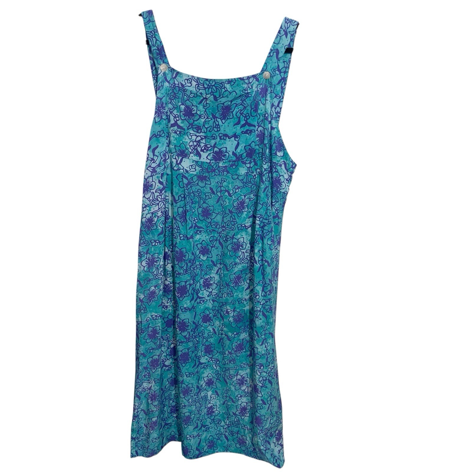 VTG Very Vineyard Dress Womens Large Overall Jumper Batik Side Button Coastal