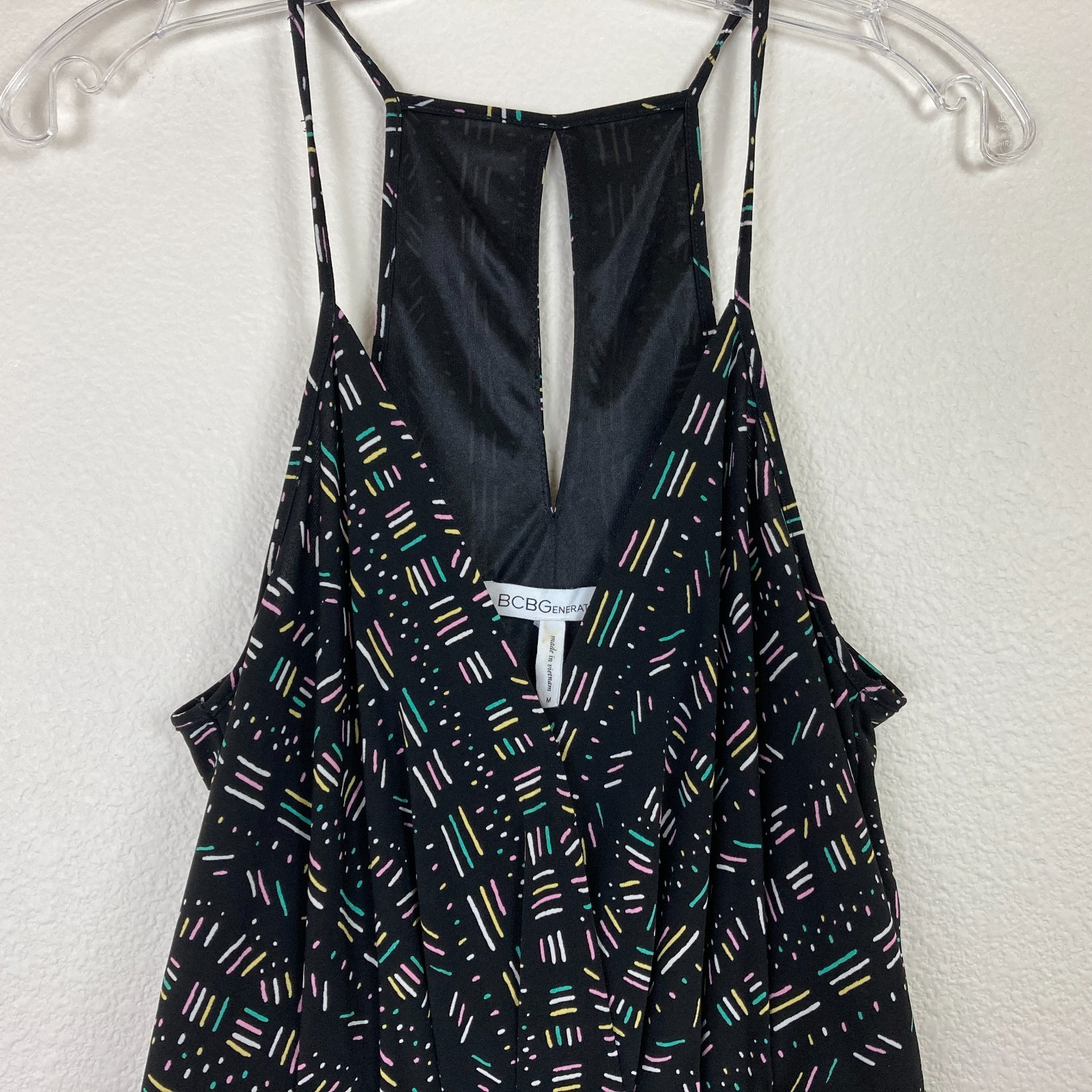 BCBGeneration Matchsticks Surplice Maxi Dress Size M Black Multi Strappy Pockets