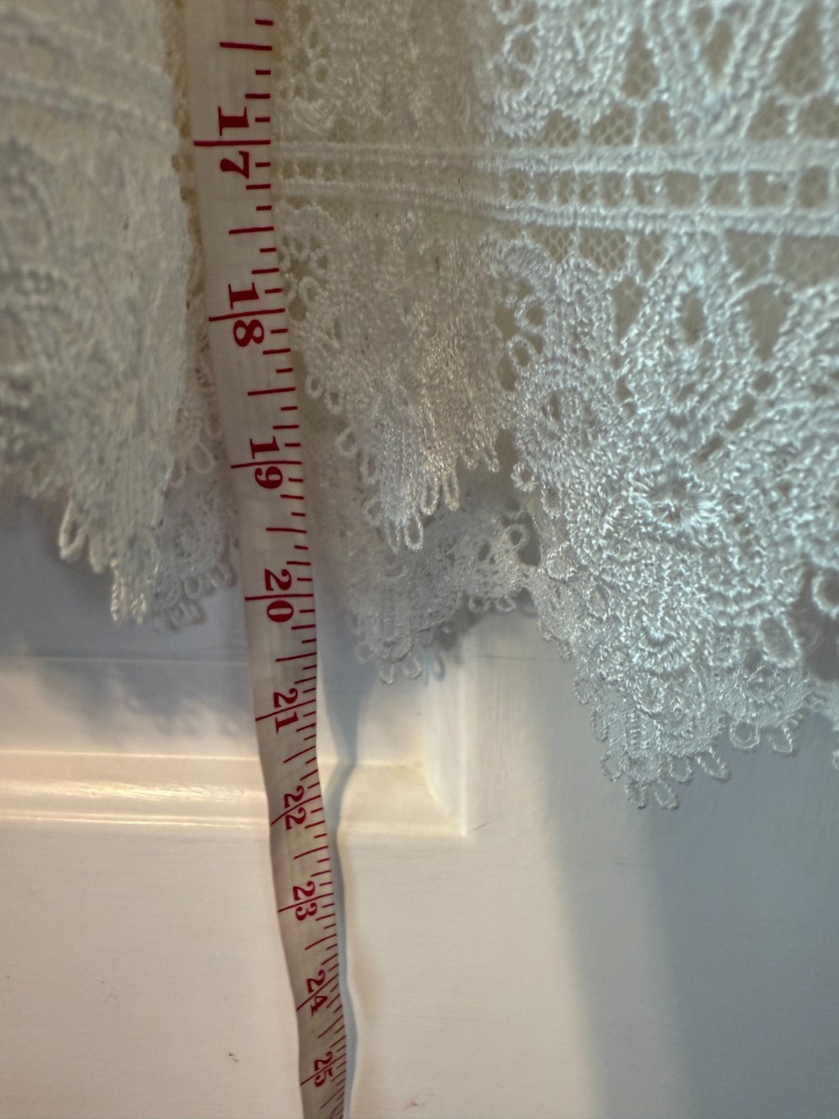 POL sheer overlay embroidered white dress. Slip dress. 3/4 bell sleeves. Large