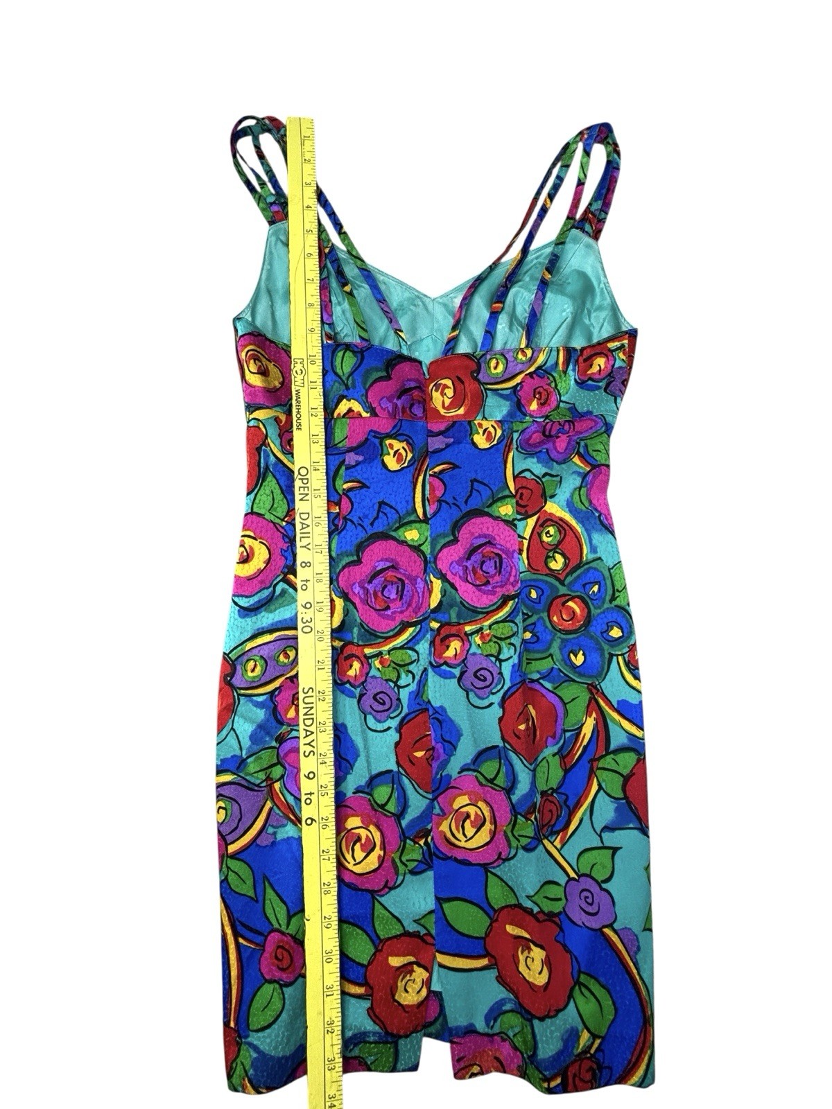 Vintage A.J. Bari 100% Silk Multicolor Floral Sleeveless Mini Dress Short Small